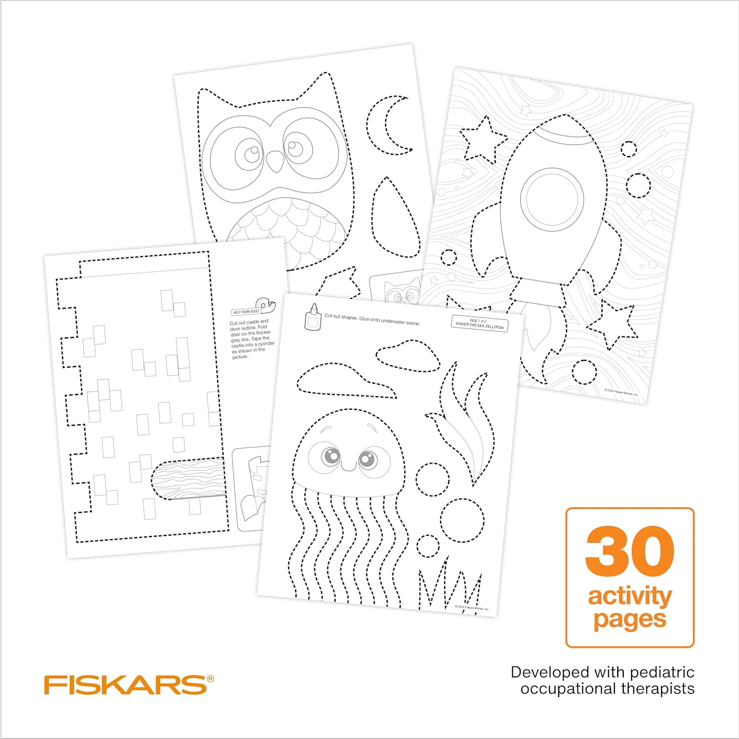 Fiskars Cut & Create Activity Book with 5In Kids Scissors - Gifts for Kids - Ages 4+ image number 2