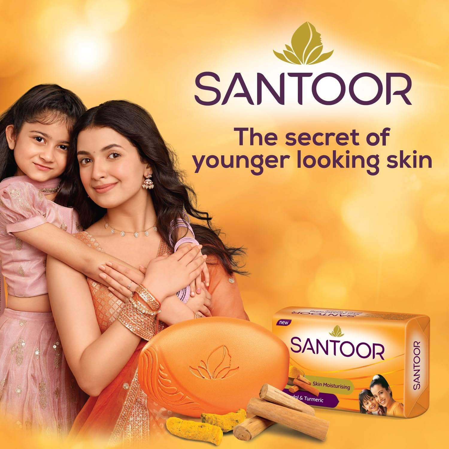 Santoor Sandal and Turmeric Soap, 150G (Pack of 4) image number 4