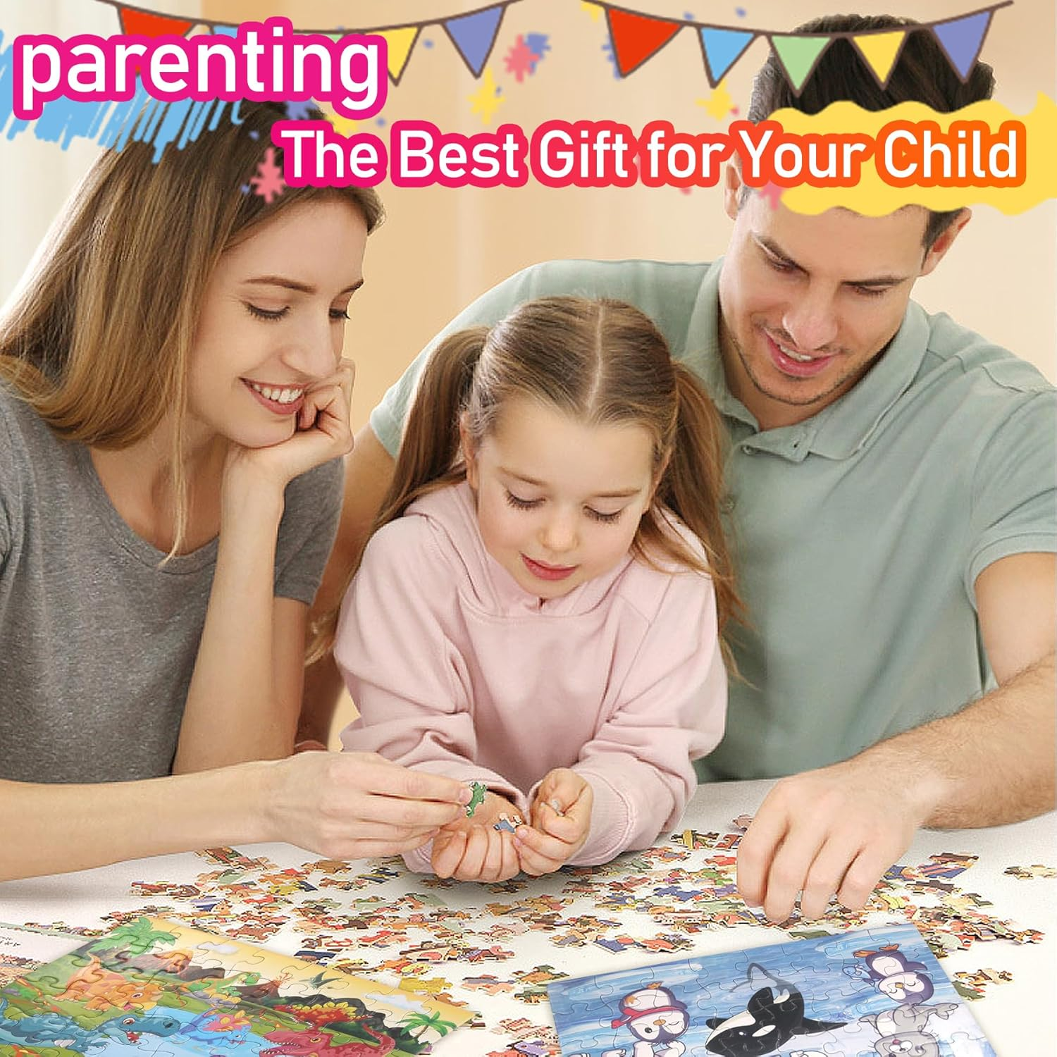 TORMEN Puzzles for Kid Ages 4-6,48Pcs Colored Paper Jigsaw Puzzle Durability Educational Perfect for Family Game Classroom Fun (Musical Animals)