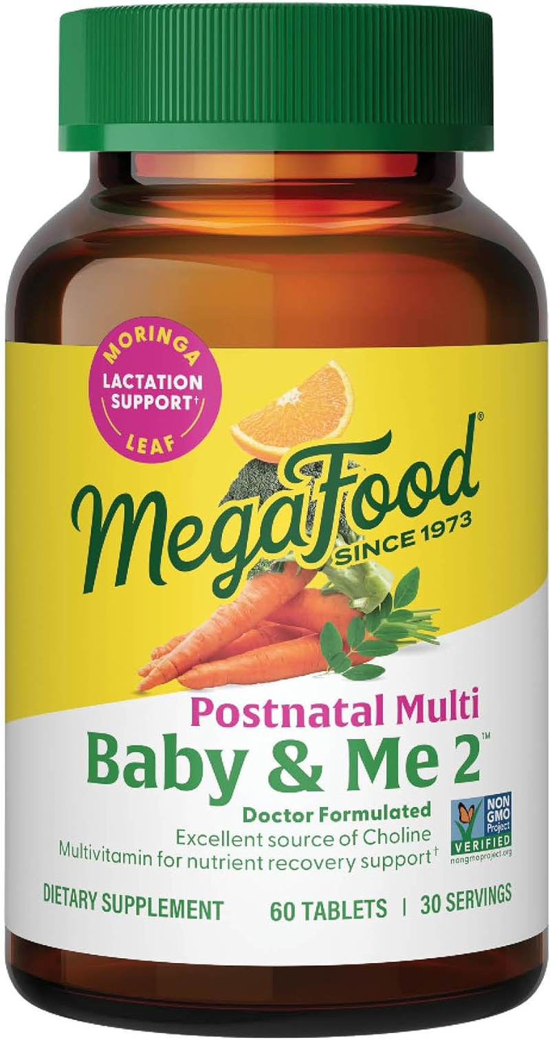 Megafood Baby & Me 2 Postnatal Vitamins for Women Breastfeeding with Folate (Folic Acid Natural Form), Choline, Iodine, Vitamin D, Moringa Leaf and More - 60 Tabs (30 Servings) image number 2