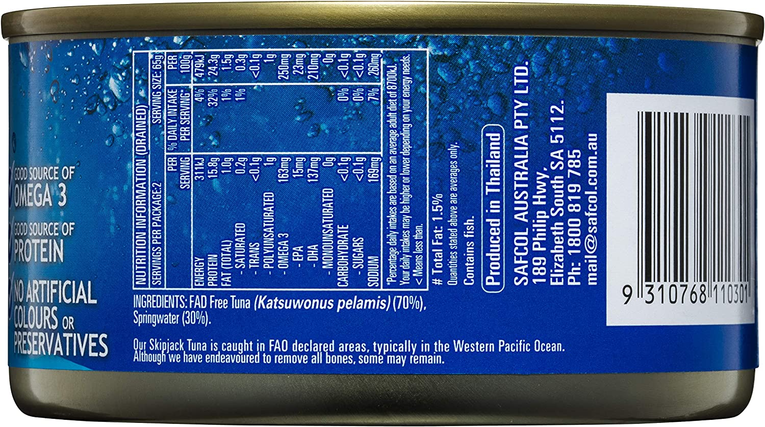 SAFCOL Tuna in Springwater 185G Can X 12 image number 1