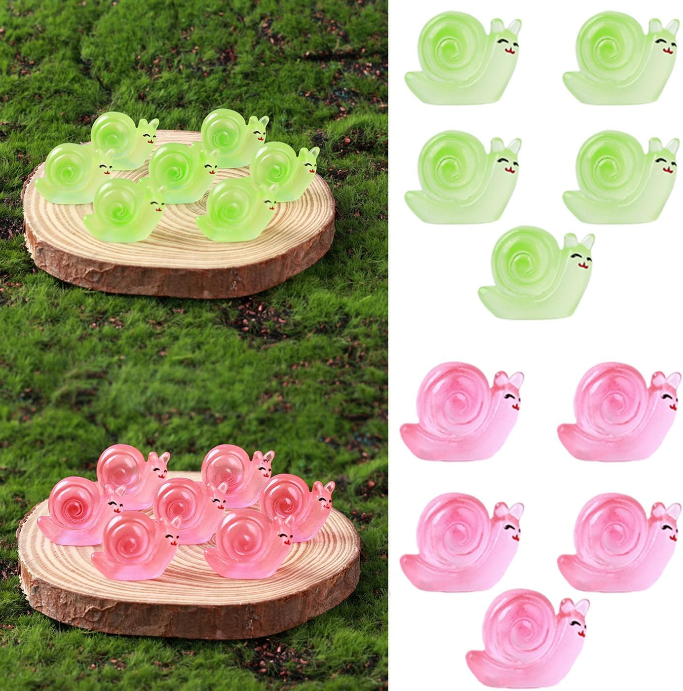 30 Pcs Mini Resin Animals Outdoor Luminous Snail Miniatures Garden Landscape Home Accessories 0.8X0.7 Inch Snails Figurines Party Decoration image number 4