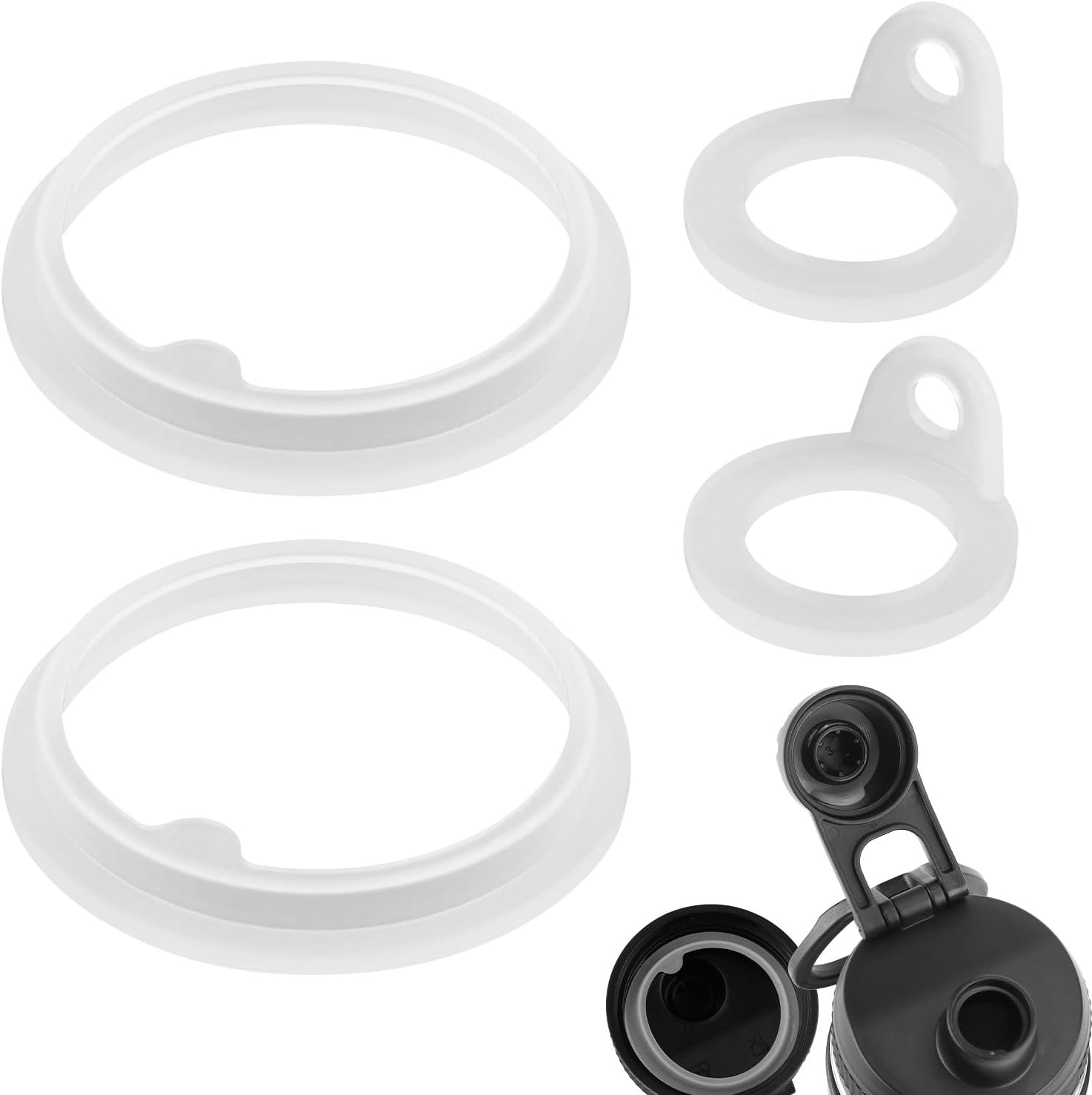4Pcs Gasket Replacement for TAKEYA Actives, Silicone Sealing Ring Gaskets Seal Parts Leak-Proof Water Bottle Lid O Ring Replacement Compatible with TAKEYA Actives All OZ (Not for TAKEYA Originals)