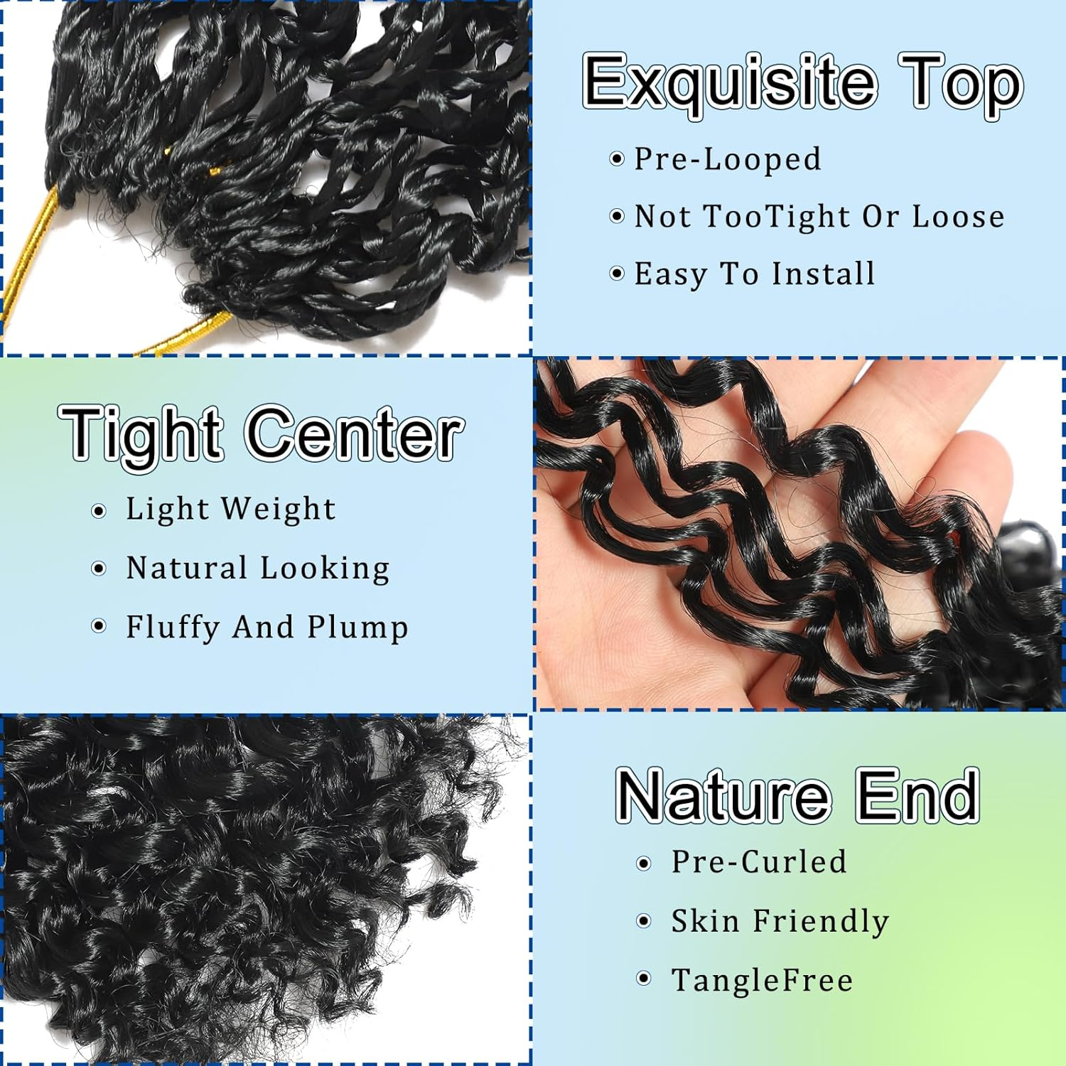 FLWAI Pre Looped Micro Kinky Curly Crochet Hair 8 Packs 8 Inch Yanky Twist Crochet Hair Kinky Twist Synthetic Wavy Curly Crochet Hair Extensions for Black Women (1B, 8Packs 8Inch) image number 4