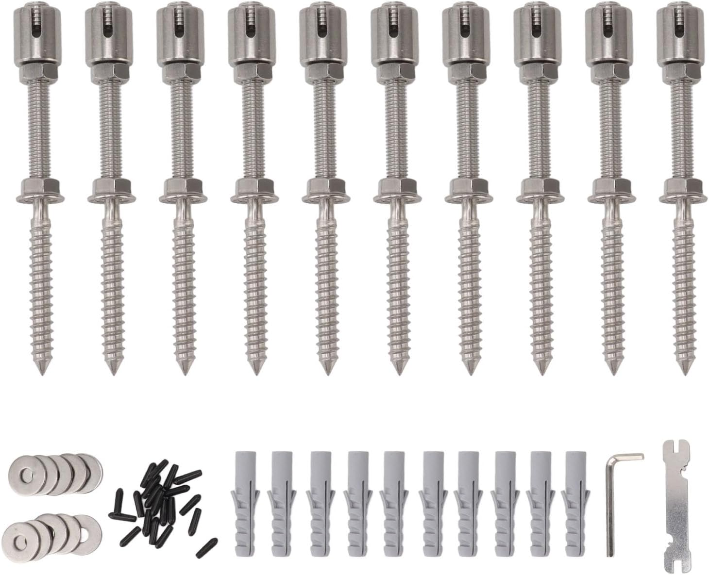 10Sets Wire Trellis Kit, Stainless Steel Green Wall Espalier Trellis for Climbing Plants Outdoor, Heavy Duty Cross Cable Clamp Trellis System for Garden, Plants, Vines & Green image number 4