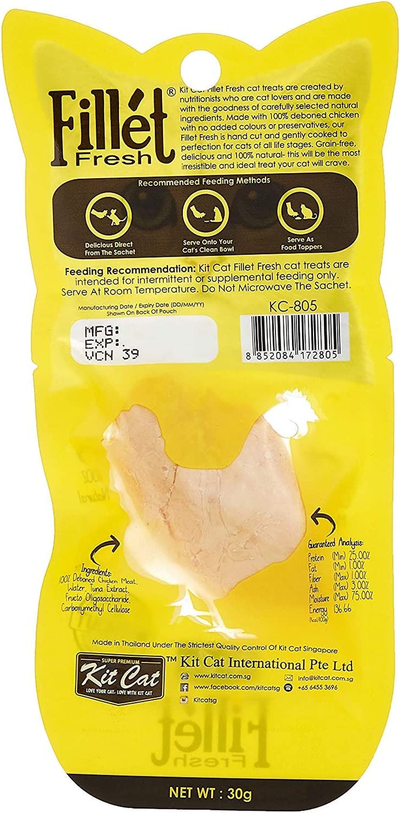 Kit Cat Fresh Chicken and Fibre Hairball Dry Food 30 G image number 1