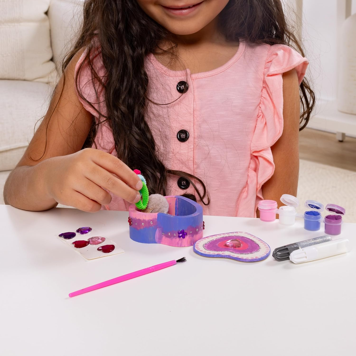 Melissa & Doug Created by Me! Wooden Heart Box Craft Kit for Kids Age 4+ &ndash; Paint & Decorate Keepsake Box image number 3