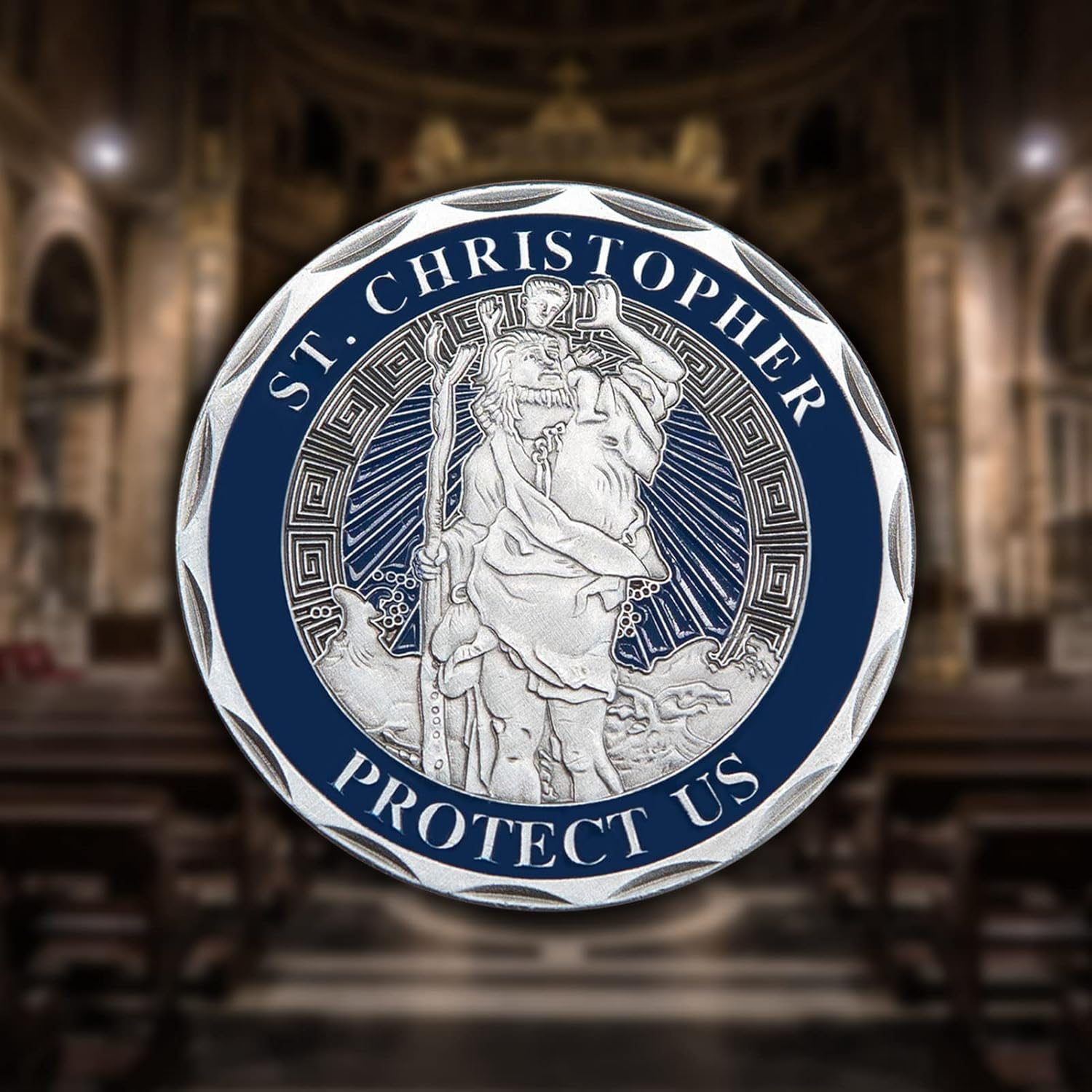 Yuchew St Christopher Coin Religious Challenge Coin Saint Christopher Medal Bless Safety Commemorative Parent, Family, Friend image number 3