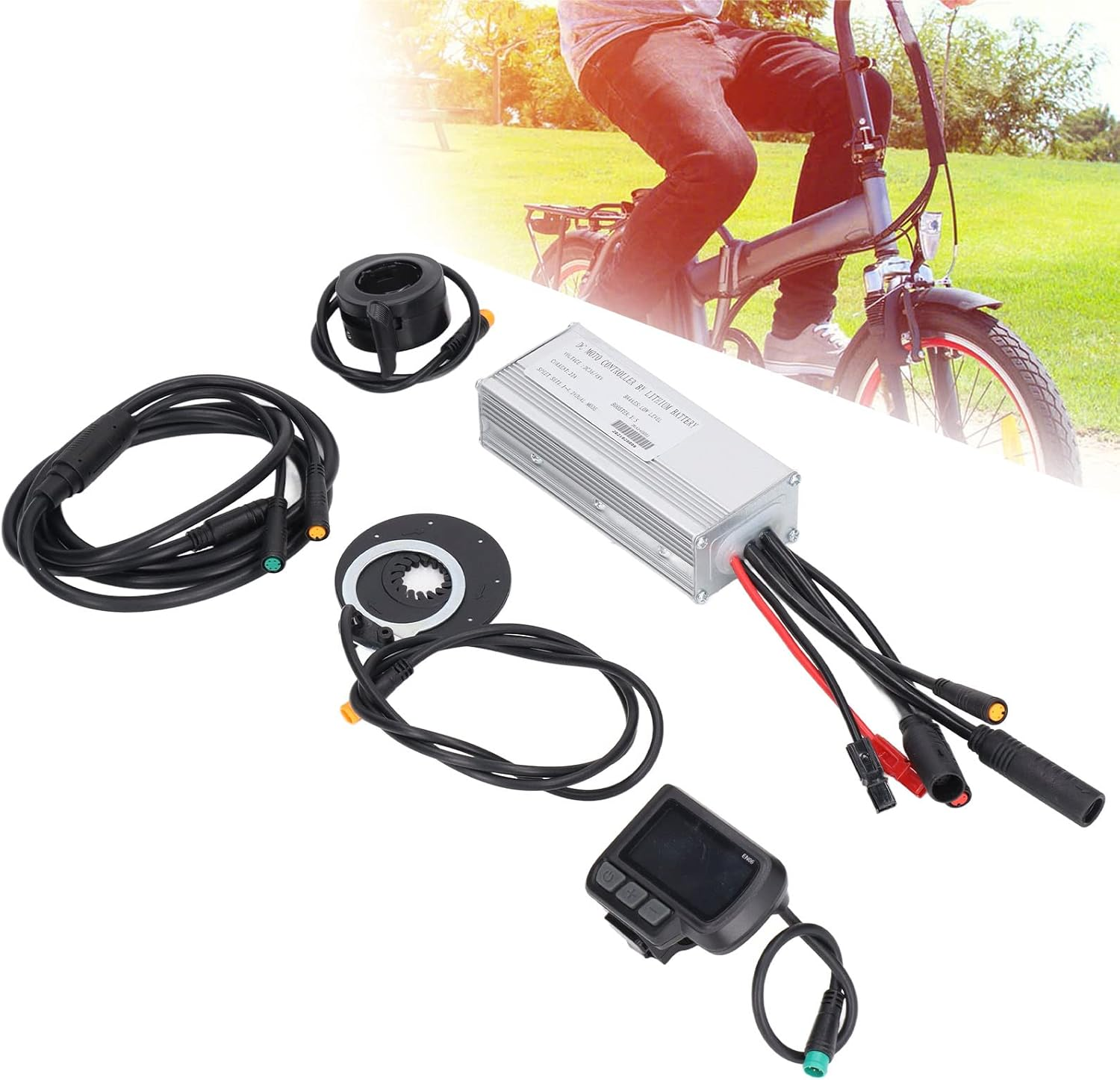 Brushless Motor, DC 36V 48V 500W Motor Brushless Controller Set Aluminium Alloy E Bike Brushless Controller with EN06 Meter, Electric Bicycle Controller for DIY Electric Bikes image number 5