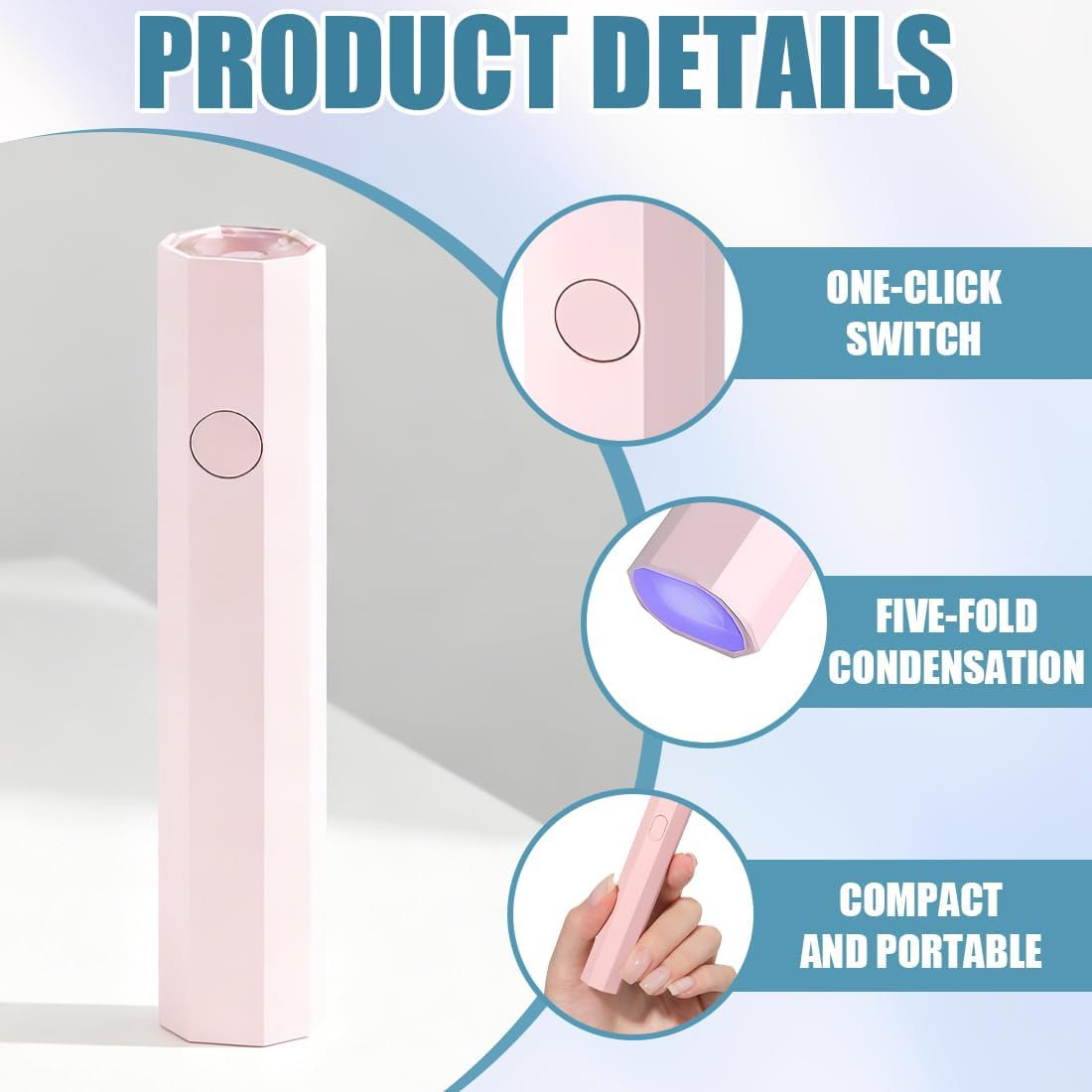 Tomedeks 1 X Mobile Phone Mini LED Nail Lamp, 2 Time Keeping Modes, for Gel Nail Polish, Quick Curing of Nail Glue image number 3