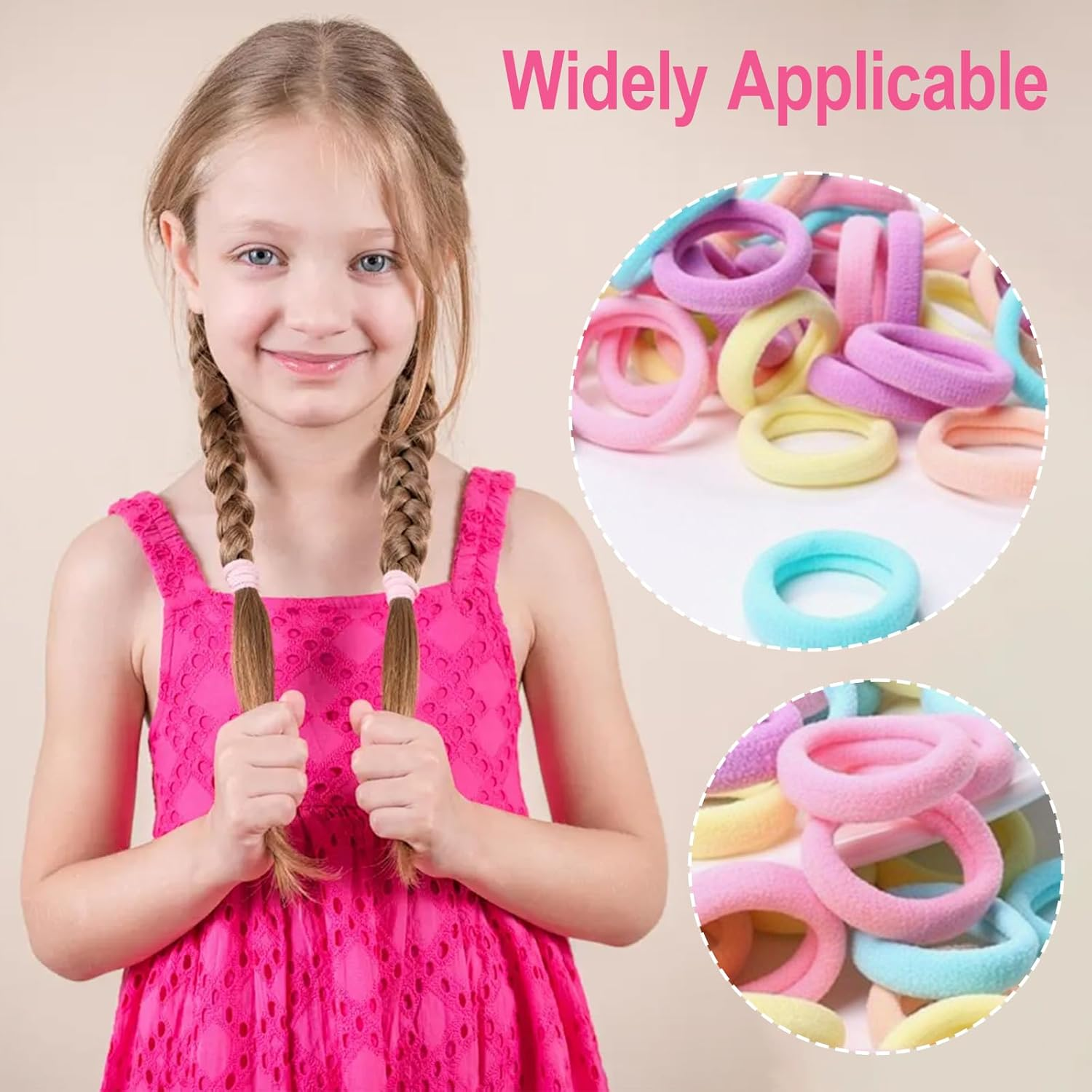200 Pcs Baby Hair Bands,Cotton Bobbles for Girls, High Elasticity, Candy Colors, Toddler Hair Bands, 2.5 CM Diameter image number 6