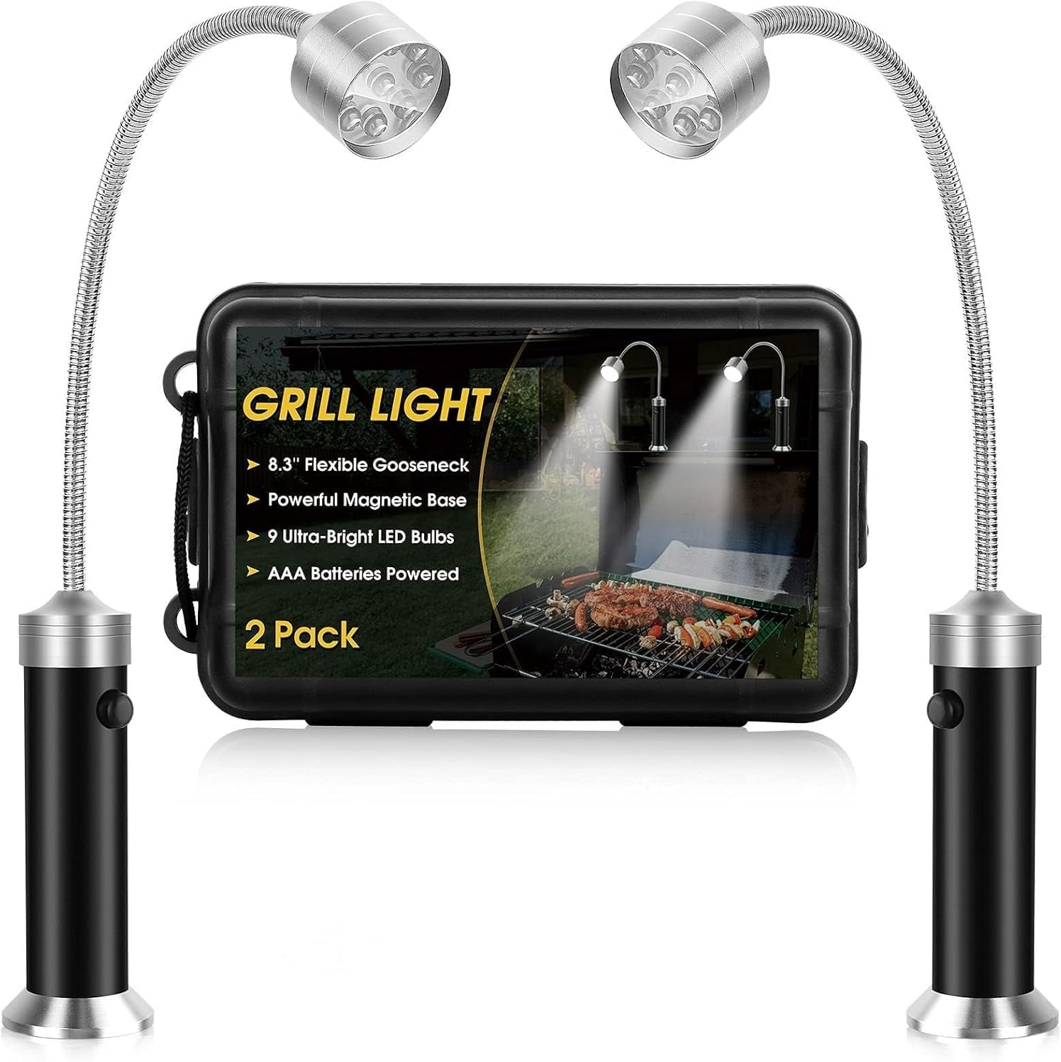 Barbecue Grill Light, Magnetic Base 360&deg; Rotate, Super-Bright, Grilling Gifts for Men, Gifts for Birthday Anniversary, Weather Resistant, Powerful LED BBQ Light 2 Pack image number 2