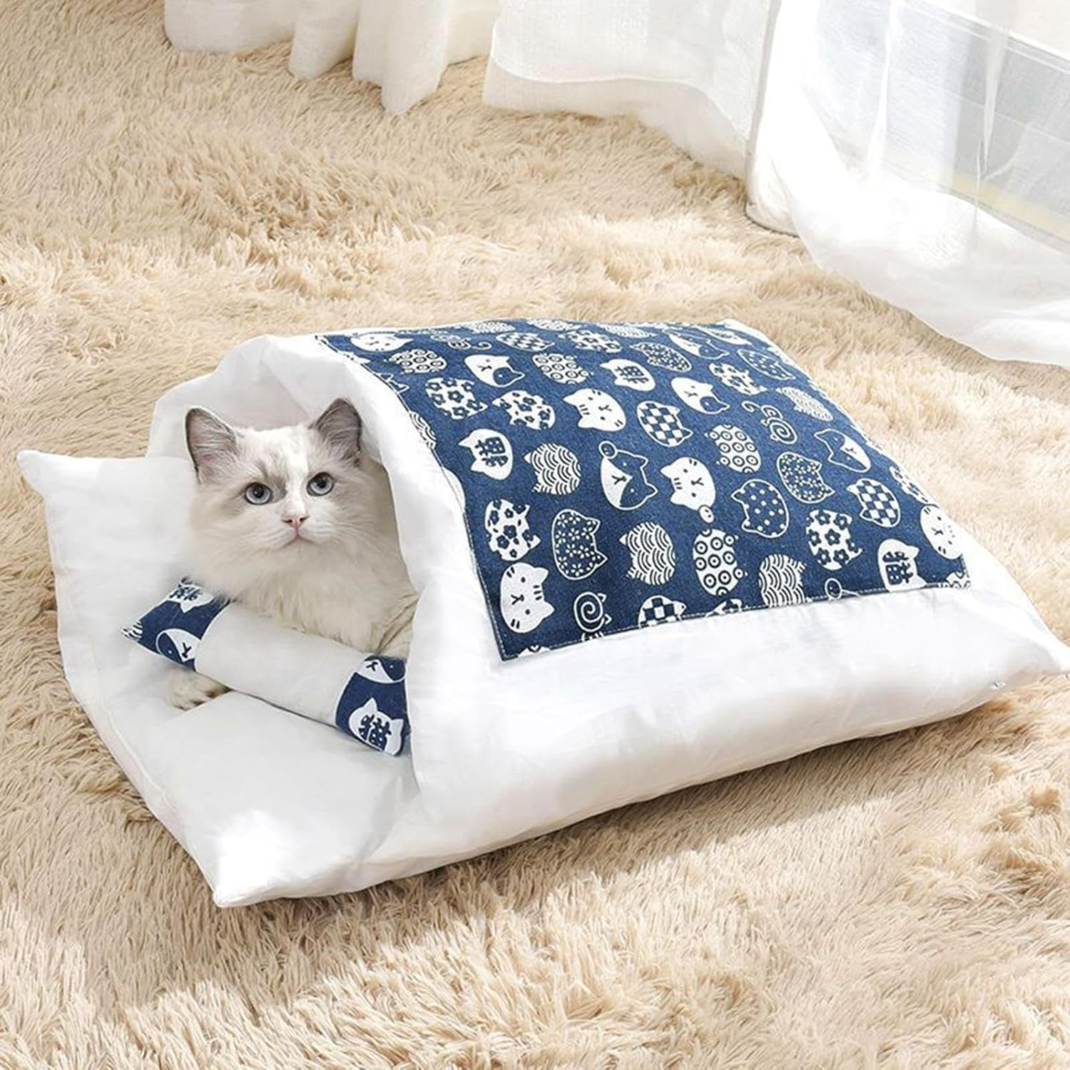 Cat Bed - Pet Bed | Cat Sleeping Bag | No Deformation Pet Bed, Detachable & Washable Sleep Zone Cuddle Cave, Cozy and Comfortable Cat Sleeping Bag, Cuddle Cave for Indoor Puppy & Kitten image number 3