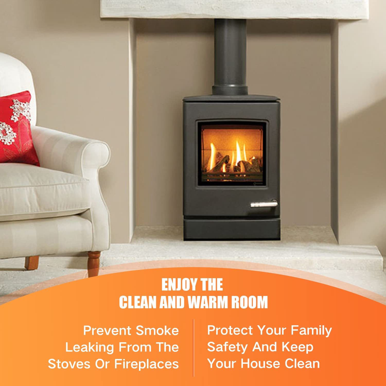 Protalwell Self Adhesive Stove Window Glass Gasket Tape, 1" Width 72" Length, Flat Stove Door Glass Gasket, Self Stick Flat Gasket Tape for Stove and Fireplace Window Glass image number 5