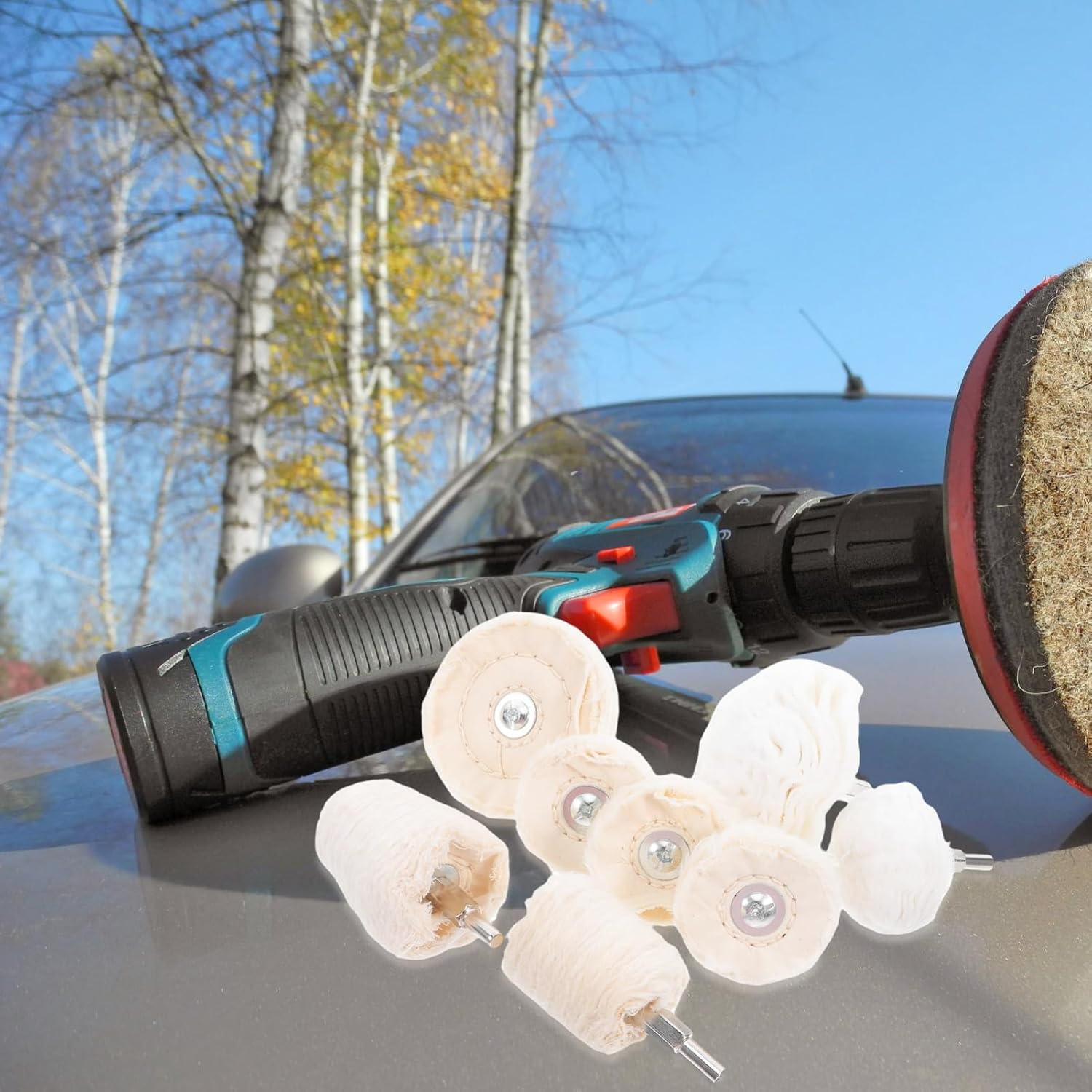 NAMOARLY 8Pcs Efficient Car Polishing Kit Cotton Polishing Wheels Metal Grinding Buffing Tools for Versatile Use image number 4