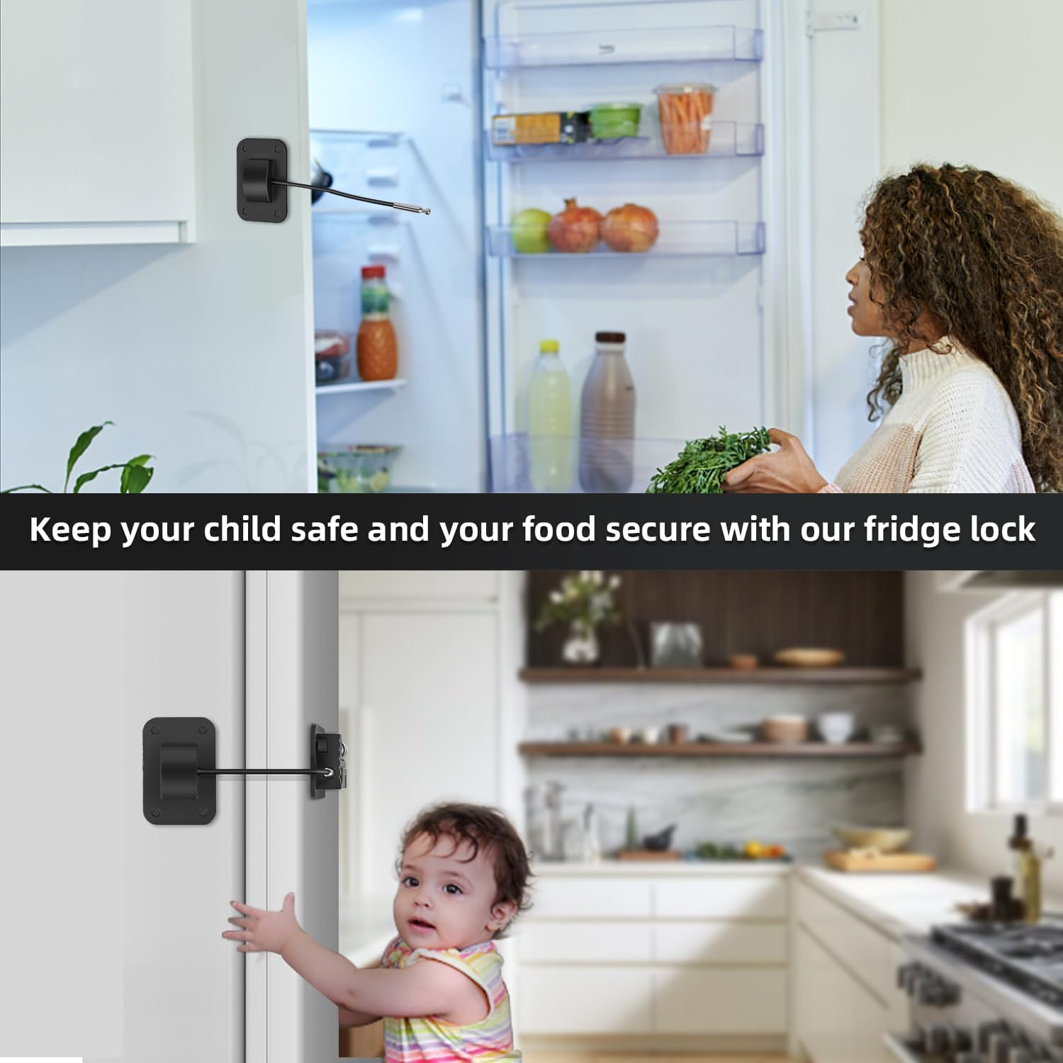 2PCS 4-Digit Password Fridge Lock &ndash; Child Safety Refrigerator Door Lock with Combination Code, Cabinet & Drawer Lock for Kids, Oven & Window Security Lock (Black) image number 3