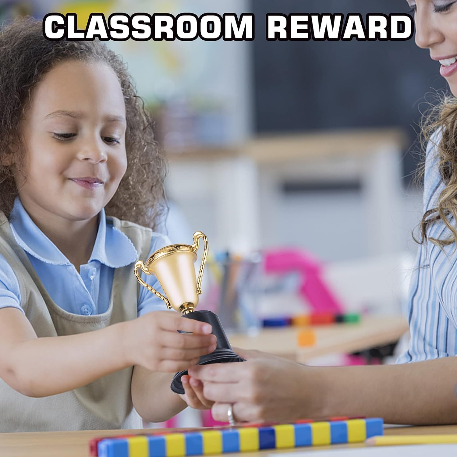 24 Pack Gold Award Trophy, 5 Inch Plastic Golden Mini Trophies Cup for Halloween Party Favors, Kids Classroom School Rewards, Competition or Celebration Awards Props, Sports Tournament Winning Prizes image number 2