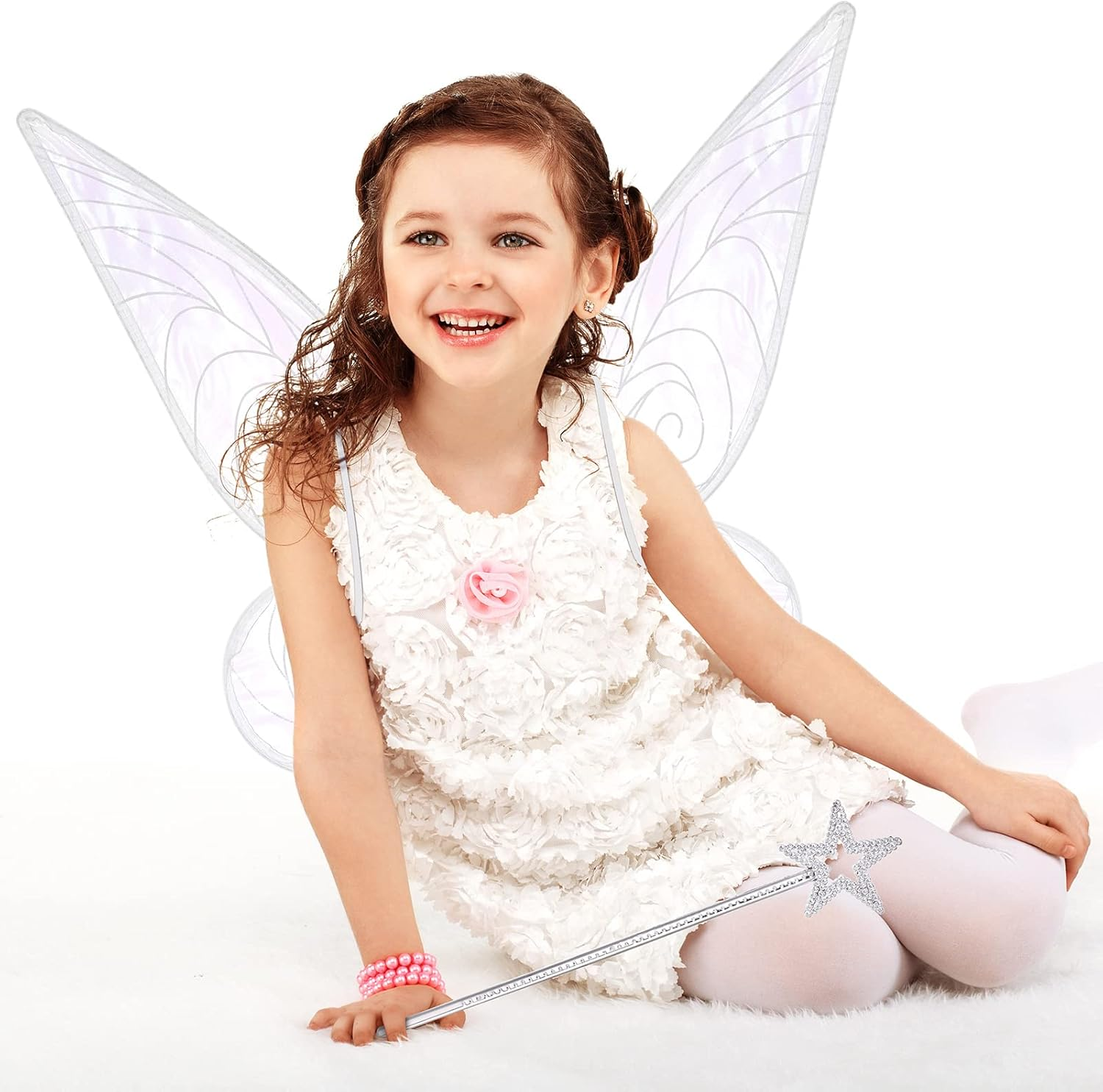 Fairy Wings with Elastic Shoulder Straps - Butterfly Wings Costume for Kids, Girls Halloween Sparkle Angel Wings Dress up Party Favor image number 3