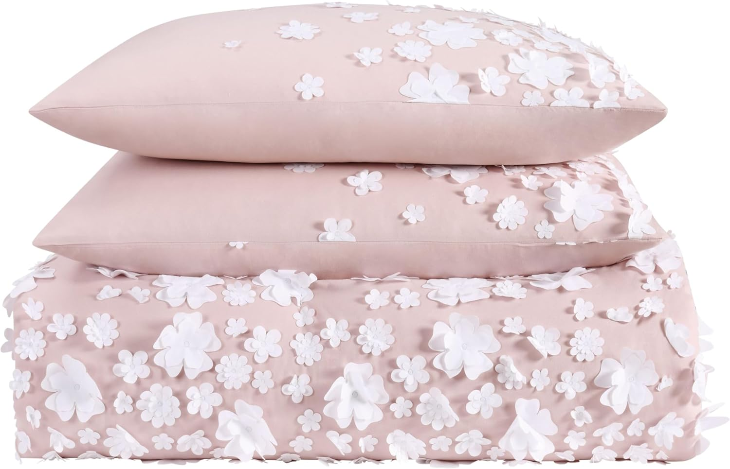 Christian Siriano Confetti Flowers Duvet Set, 3 Pcs, Queen and Full, Blush
