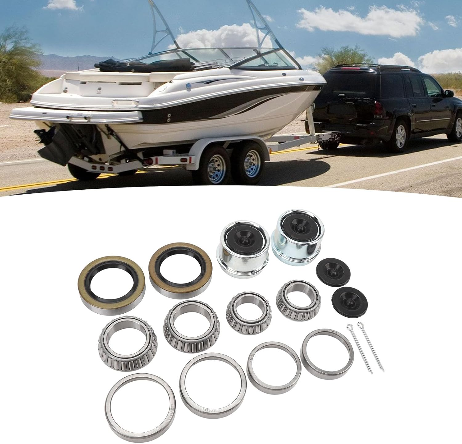 2 Sets Boat Trailer Axle Bearing Kits for 1‑1/16In to 1‑3/8In Trailer Axles 3500Lb 84 Spindle, L68149 L44649 Bearing Kits, Trailer Axle Wheel Hub Bearings Kit, Easy Installation image number 4