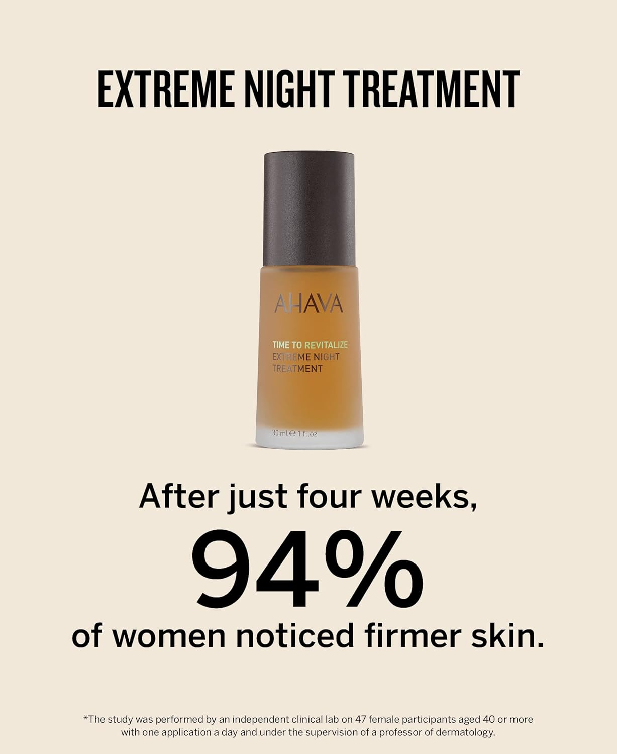 AHAVA Extreme Night Treatment - Exclusive Moisturizer, Neck & Chest Cream, Smoothes Skin & Reduces Wrinkles, Enriched with Patented Extreme Complex, Dead Sea Osmoter, Peptides & Resveratrol 1 Fl.Oz image number 3