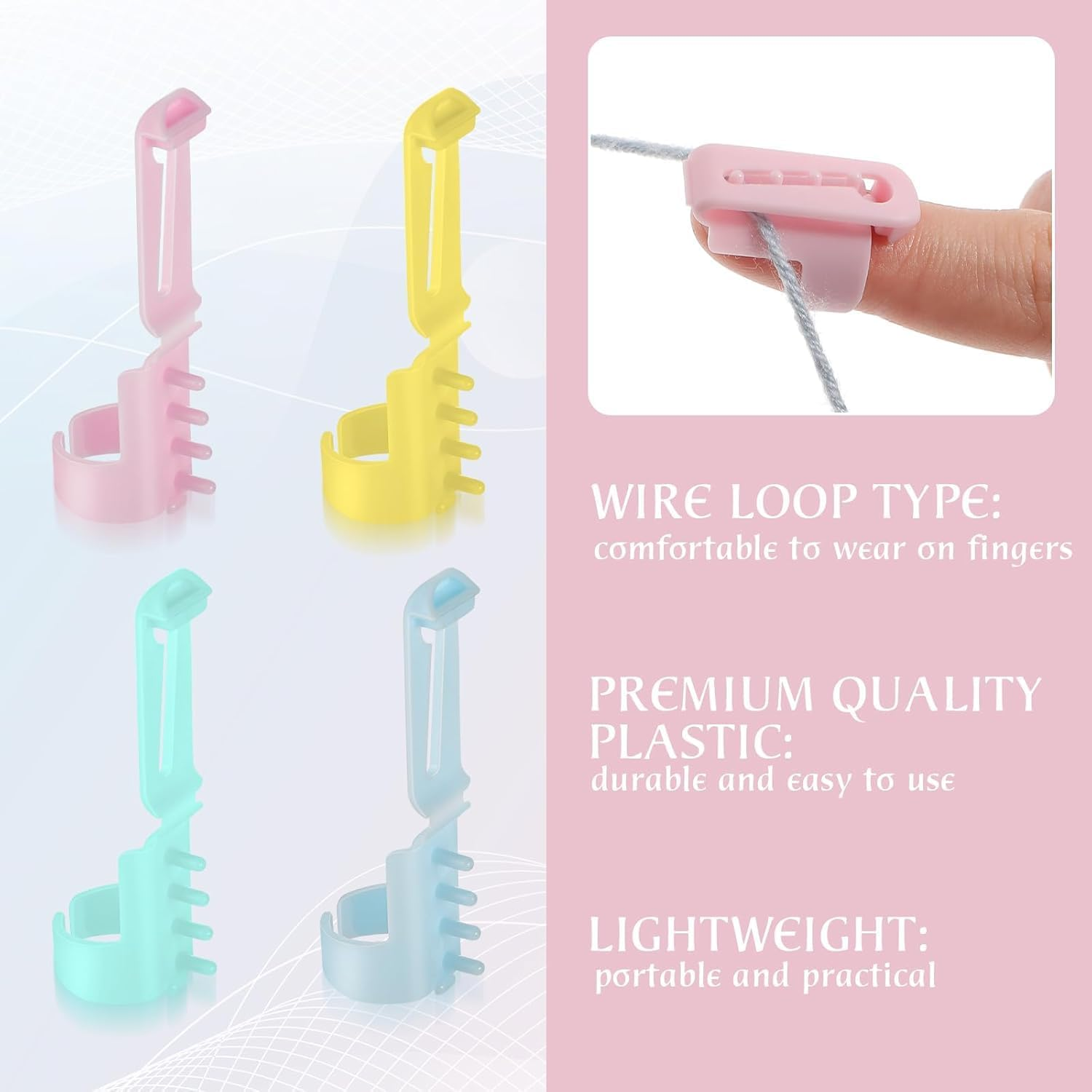 Yharnamite 8 Pcs Yarn Guide Finger Holder Knitting Thimble, Knitting Thimble Tool, Plastic Yarn Guide Separated Yarns Tools for Crochet Knitting Crafts Accessories