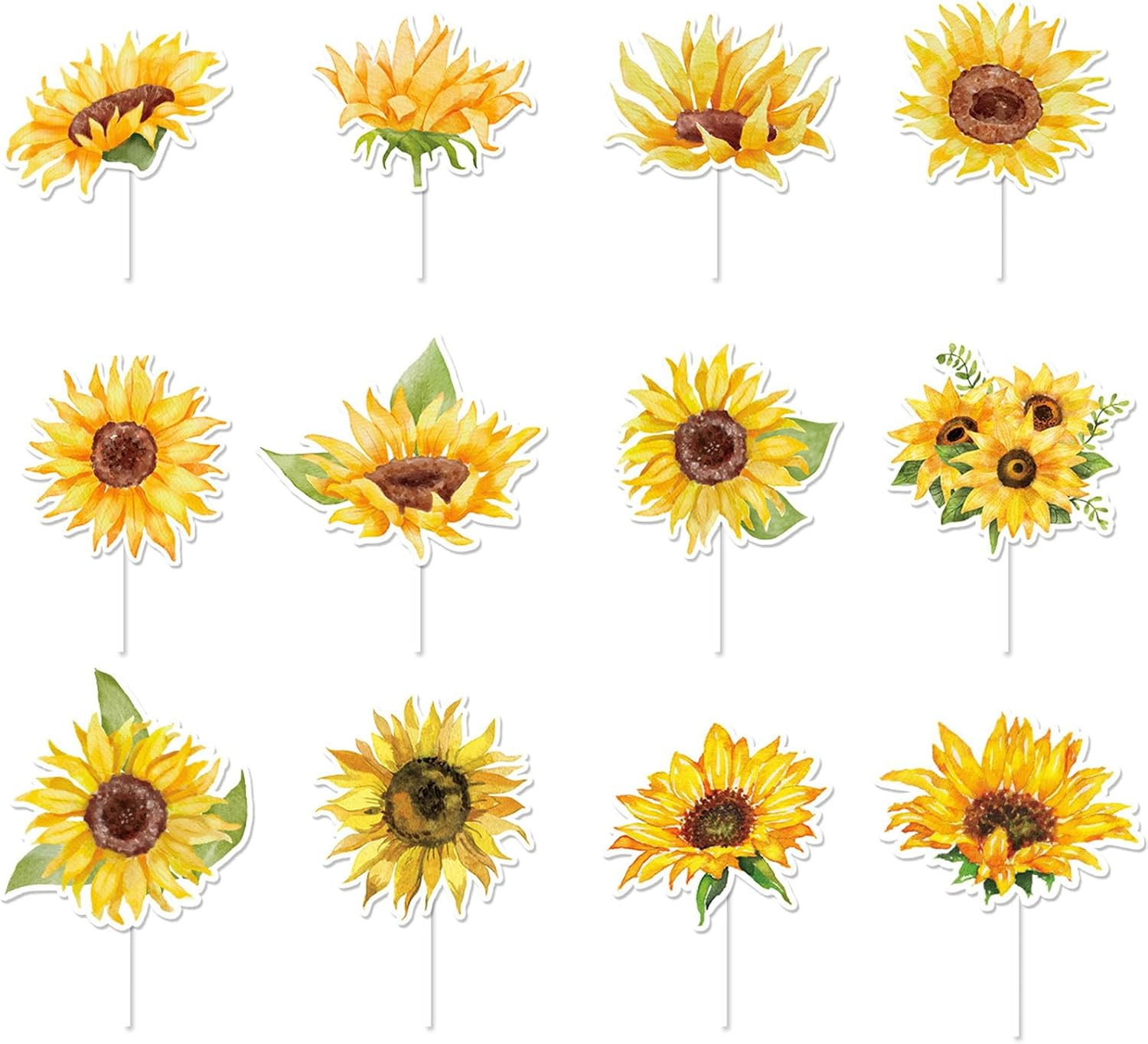 Sunflower Cupcake Toppers Sunflower Cake Picks for Flower Themed Party Birthday Party Decorations Supplies,36 Pieces image number 3