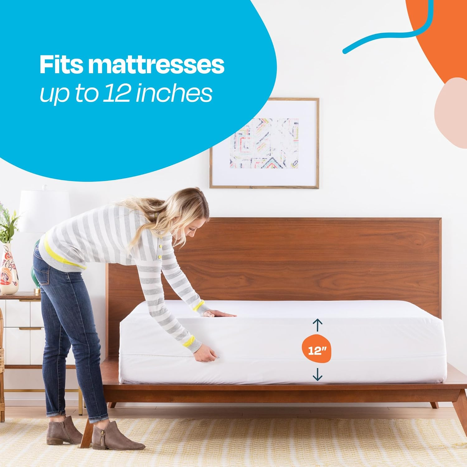 Linenspa Zippered Mattress Encasement &ndash; California King Size Waterproof Mattress Protector &ndash; Quiet Cover & Complete Protection &ndash; Dorm Room Essentials, White image number 5