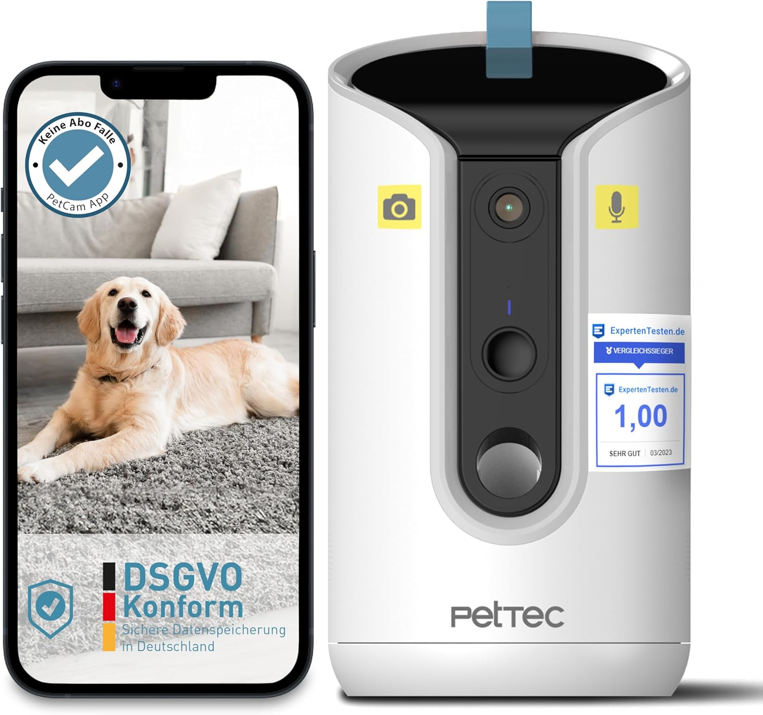 Pettec&reg; Pet Camera 360&deg; and Automatic Feeder with Treat Ejection - via App & Multi Button - Bark Detection - 3MP Night Vision Function - Dog Camera & Cat Camera image number 5