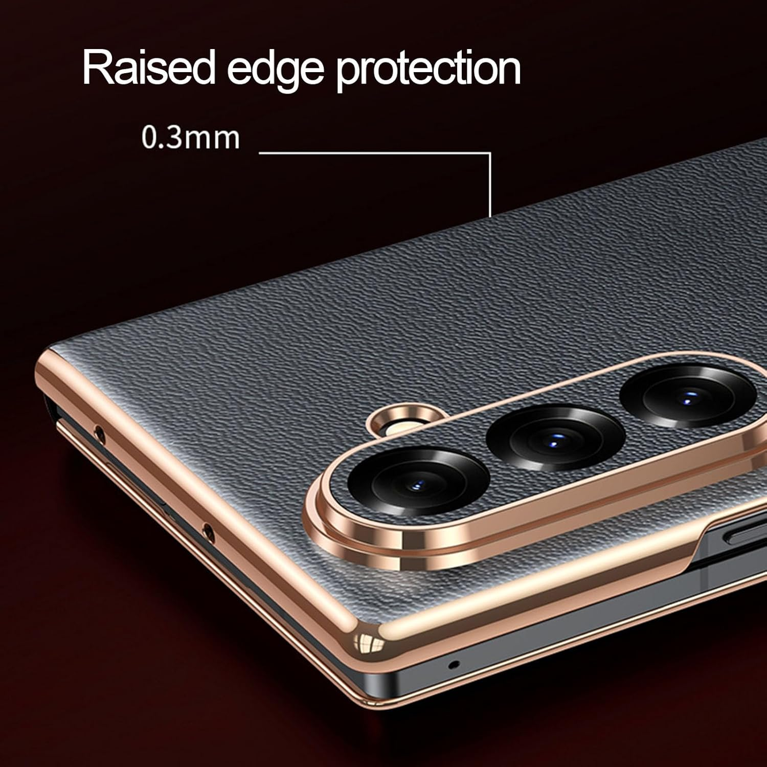 Jarttarn Galvanize Case for Galaxy Z Fold 7 2025, Classic Genuine Leather Flip up Business Full Protection Cover Slim Bumper Case for Z Fold7 (Black) image number 2