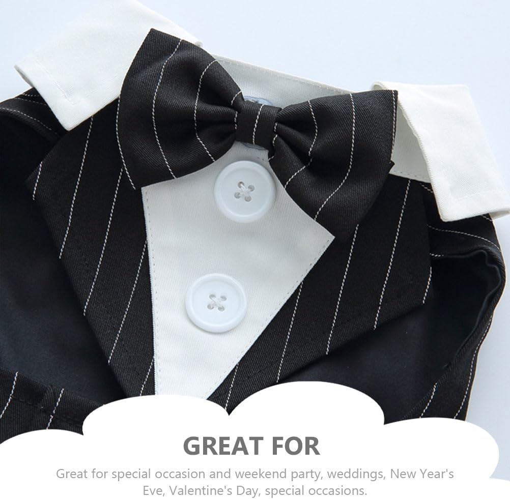 Mipcase Pet Tuxedo Dog Tuxedo Suit: Dog Bowtie Costumes Puppy Formal Dog Tuxedo Puppy Costume Outfit Comfy Dress Adjustable Wedding Bandana image number 4