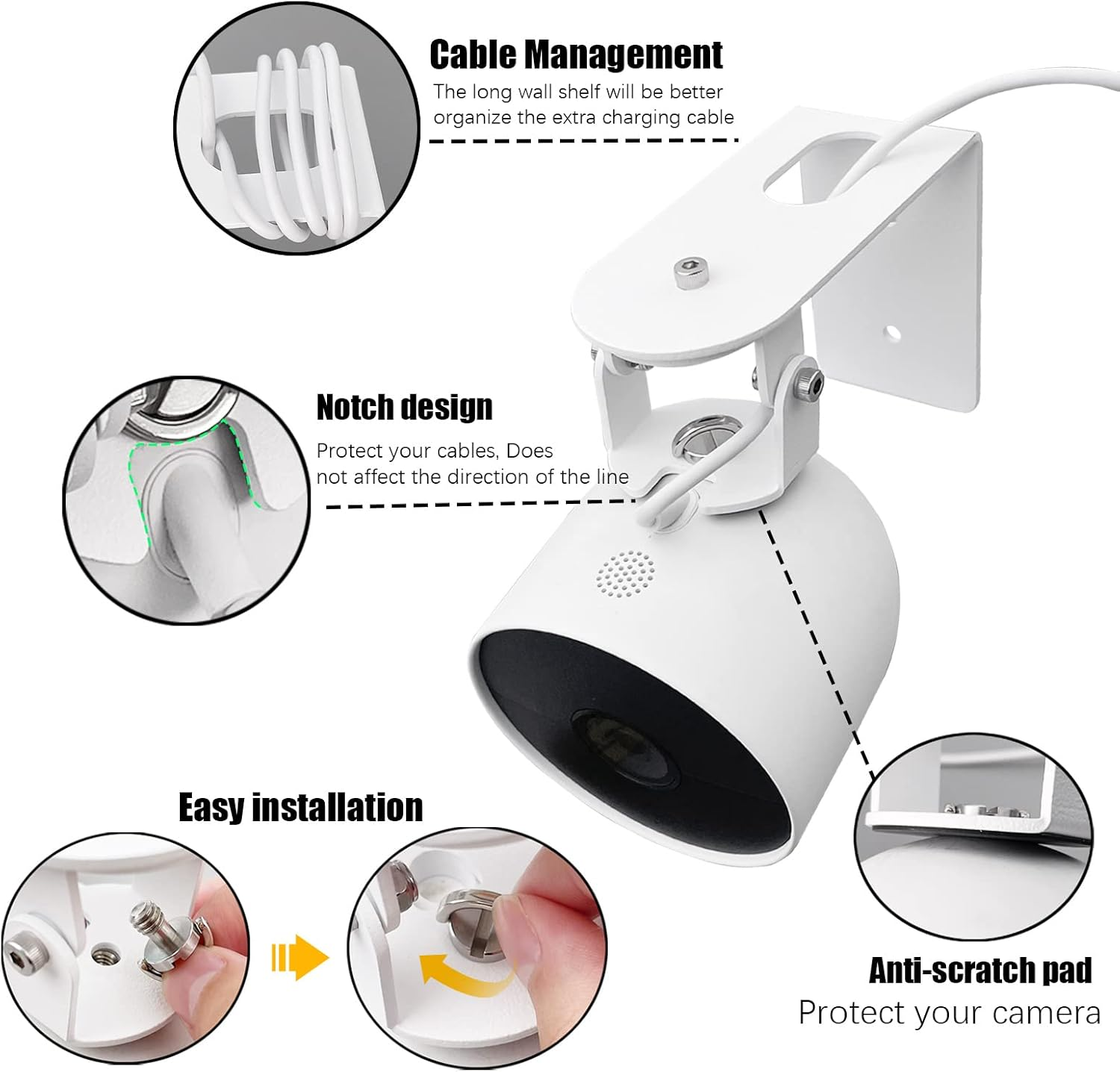Magitcsee Nest Camera Mount Compatible with Google Nest Cam Outdoor or Indoor, Battery - 2Nd Generation,360 View Anti-Drop Outdoor Wall Bracket Mounting Kit Nest Cam Accessories- White image number 5