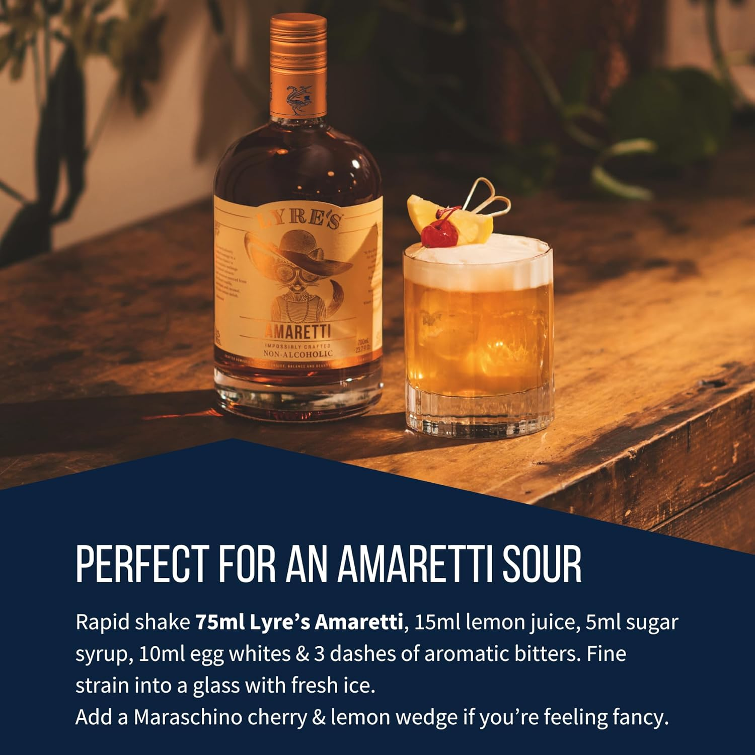 Lyre'S Non Alcoholic Amaretti, Award-Winning Non Alcoholic Amaretto Alternative, Zero Proof Spirit for Non Alcoholic Amaretto Sours, Cocktails and Dessert Drinks (700Ml) image number 3