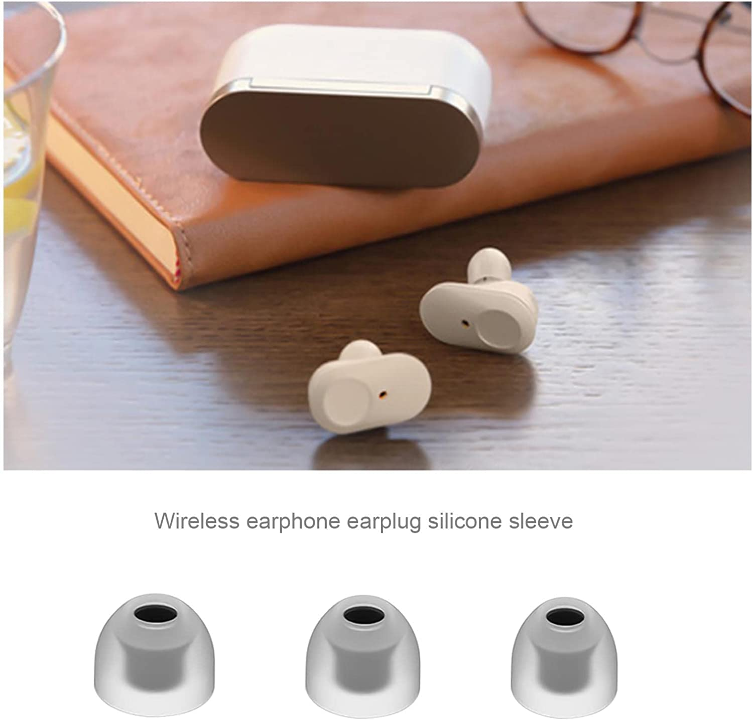 Emsea 7 Pairs Silicone Ear Buds Tips Replacement In-Ear Ear Sleeves Compatible with WF-1000XM3 / WF-1000XM4 Wireless Headphones Black Transparent XS S M L