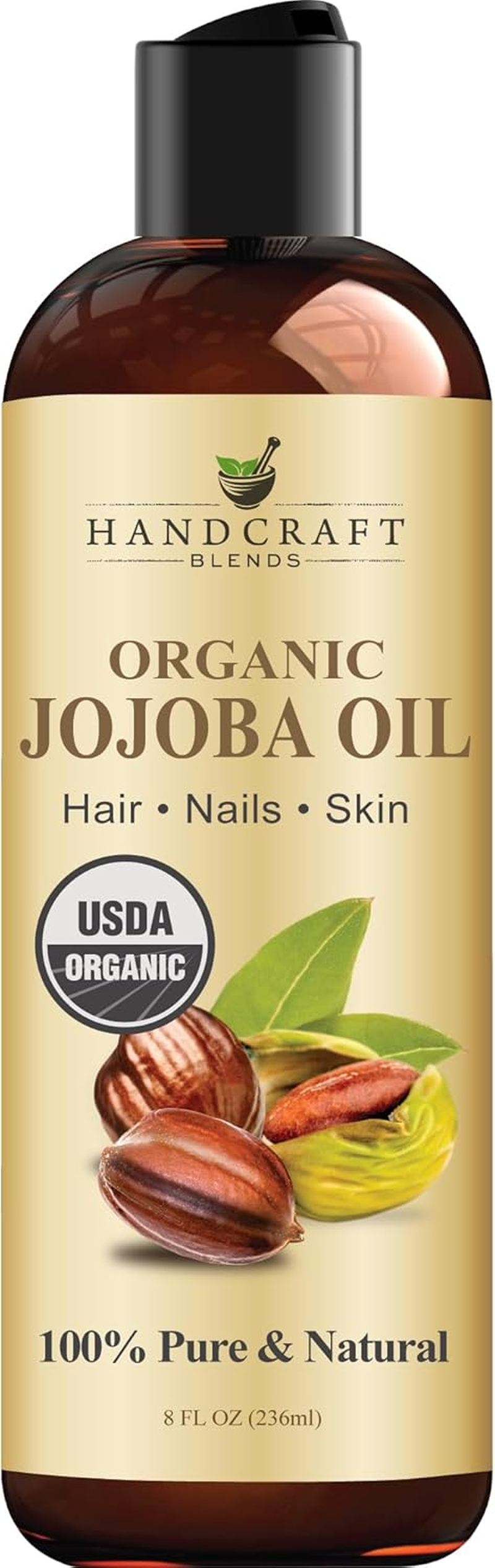 Handcraft Blends USDA Organic Jojoba Oil - Cold-Pressed 8 Fl Oz - 100% Pure and Natural - Premium Grade Carrier Oil for Skin and Hair - Hair and Body - Massage - Hexane-Free image number 5