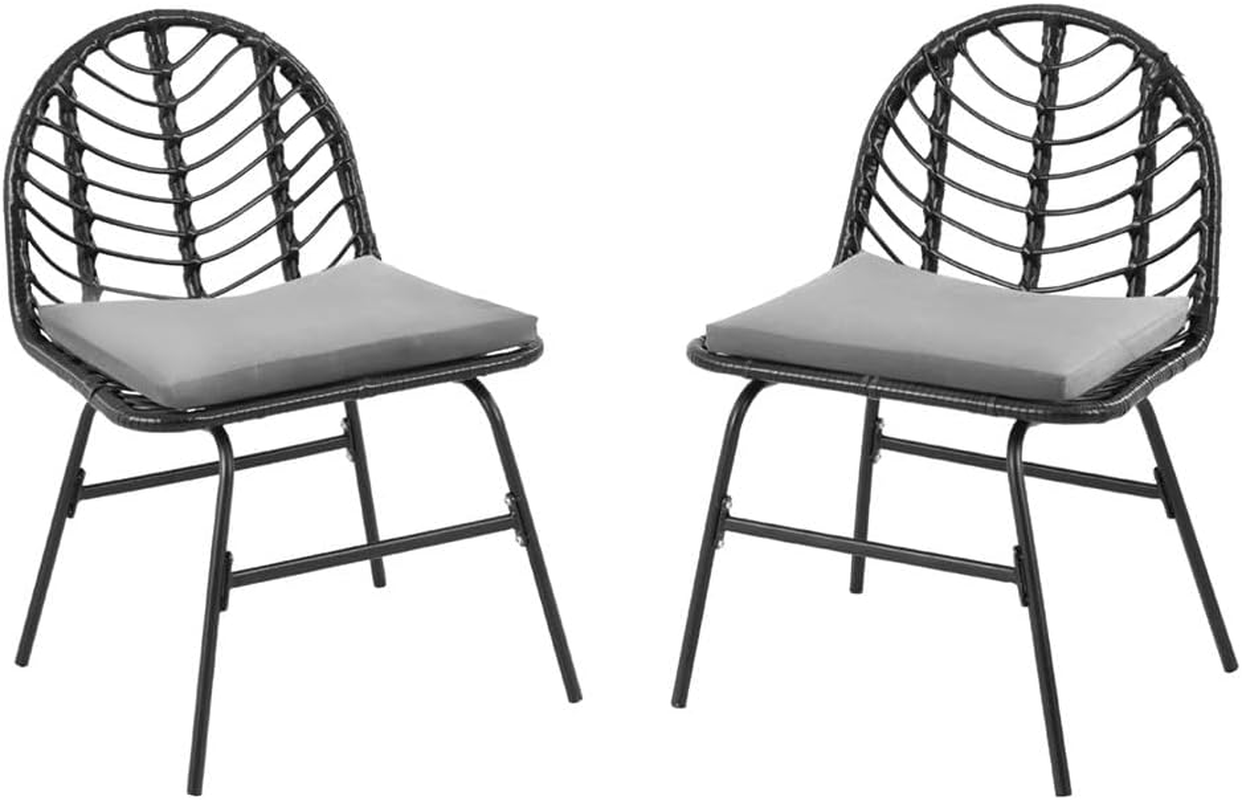 Gardeon 2X Outdoor Chairs Dining Chair Lounge Wicker Patio Furniture Black image number 3