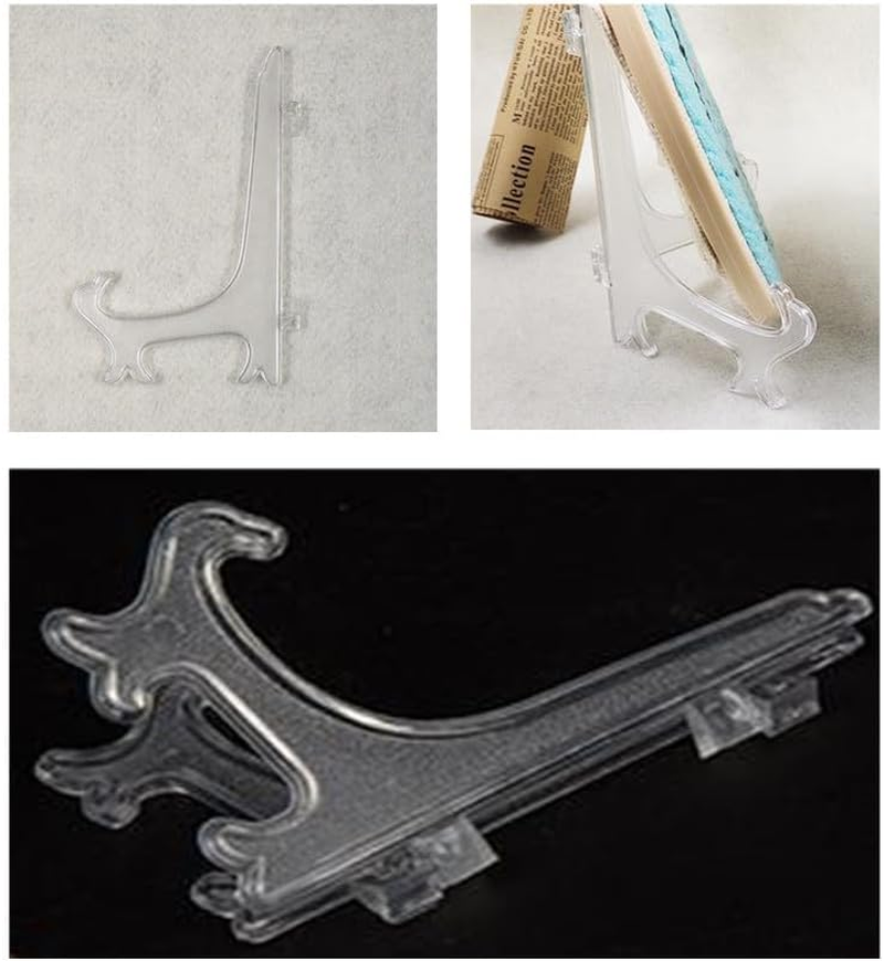 15 Pcs Clear Display Stands, Wanfoou Clear Plate Display Stand, Folding Picture Frame Holder Decorative Easel,For Home Decoration, Clear Plate Holders for Display Picture Artwork (3 Sizes) image number 4