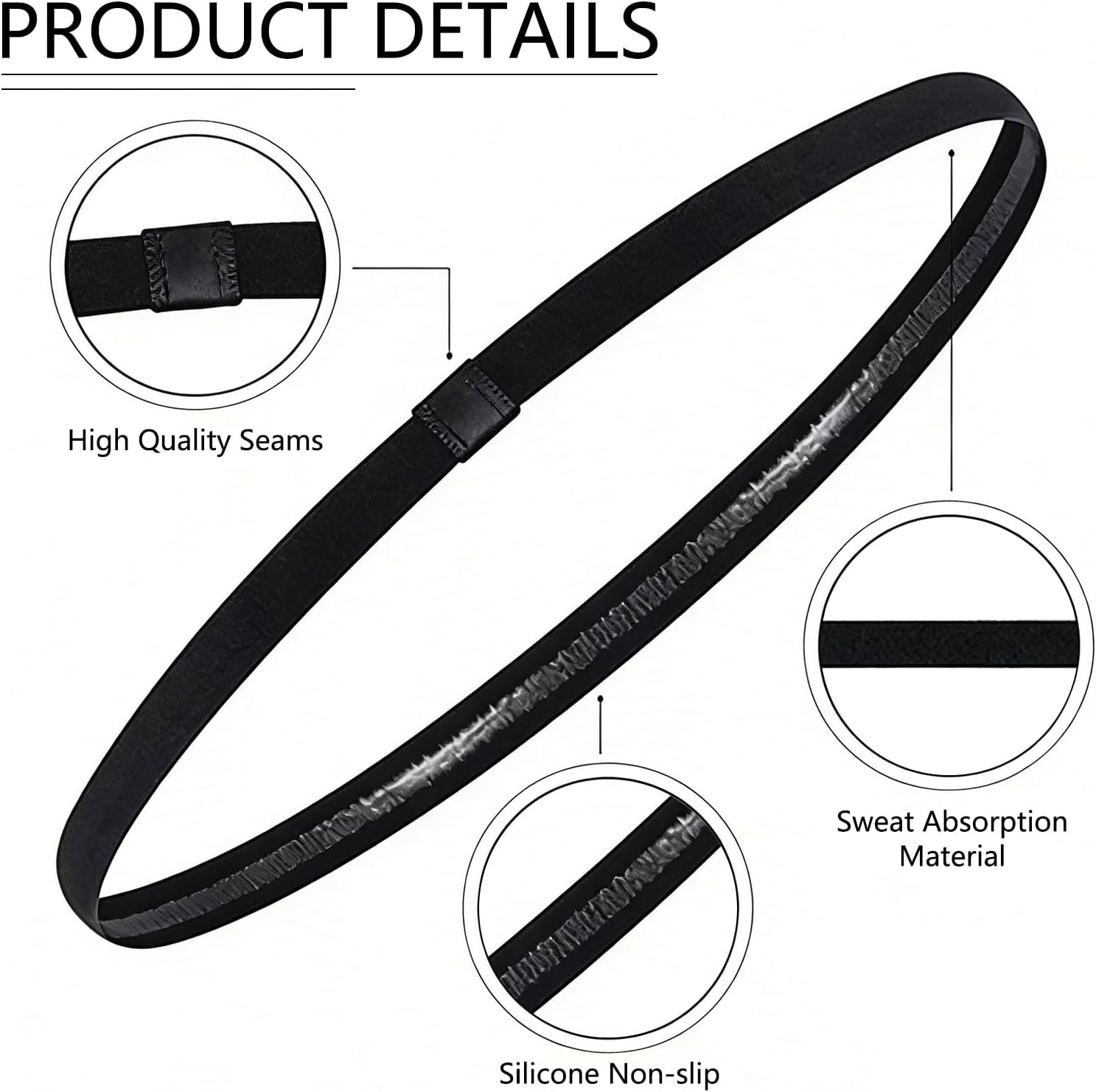 Luzcauwy 6 Pieces Thin Non-Slip Elastic Sport Headbands, Hair Bands Silicone Grip Exercise Hair Sweatbands for Men Women Football Basketball Soccer Tennis Yoga Outdoor, Hair Band Headbands for Women image number 2
