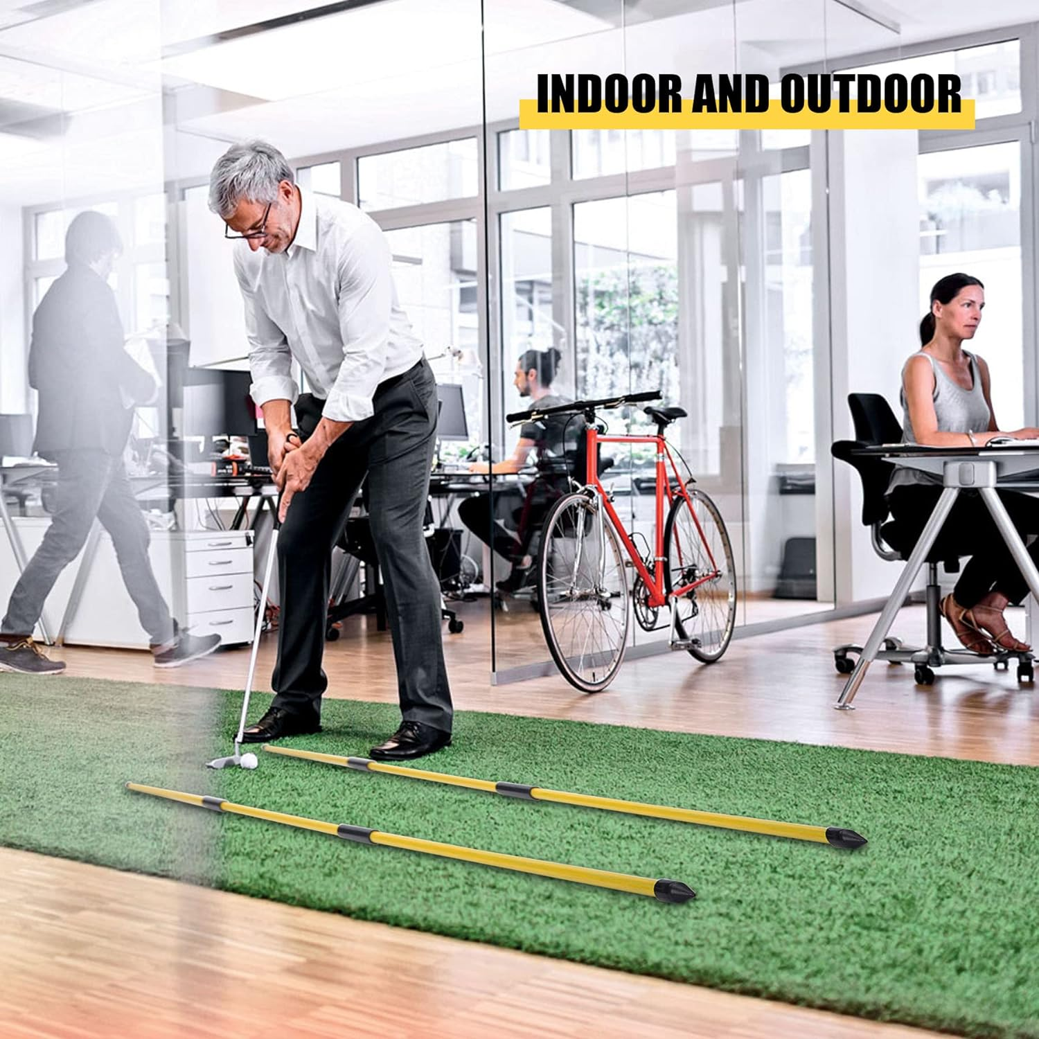 Golf Alignment Stick, 2-Pack Golf Alignment Rods, 48" Collapsible Alignment Stick Golf Training Aid for Aiming, Putting, Posture Corrector, Golf Practice Sticks with Clear Tube Case