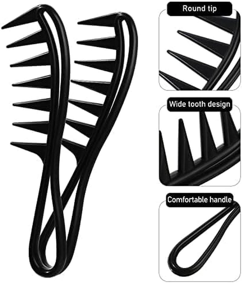 4 Pcs Hair Comb Styling Set Double-Side Tail Combs with Afro Pick, Wide-Tooth Comb for Men & Women, Barber Tools, African American Accessories in 4 Black Styles image number 2