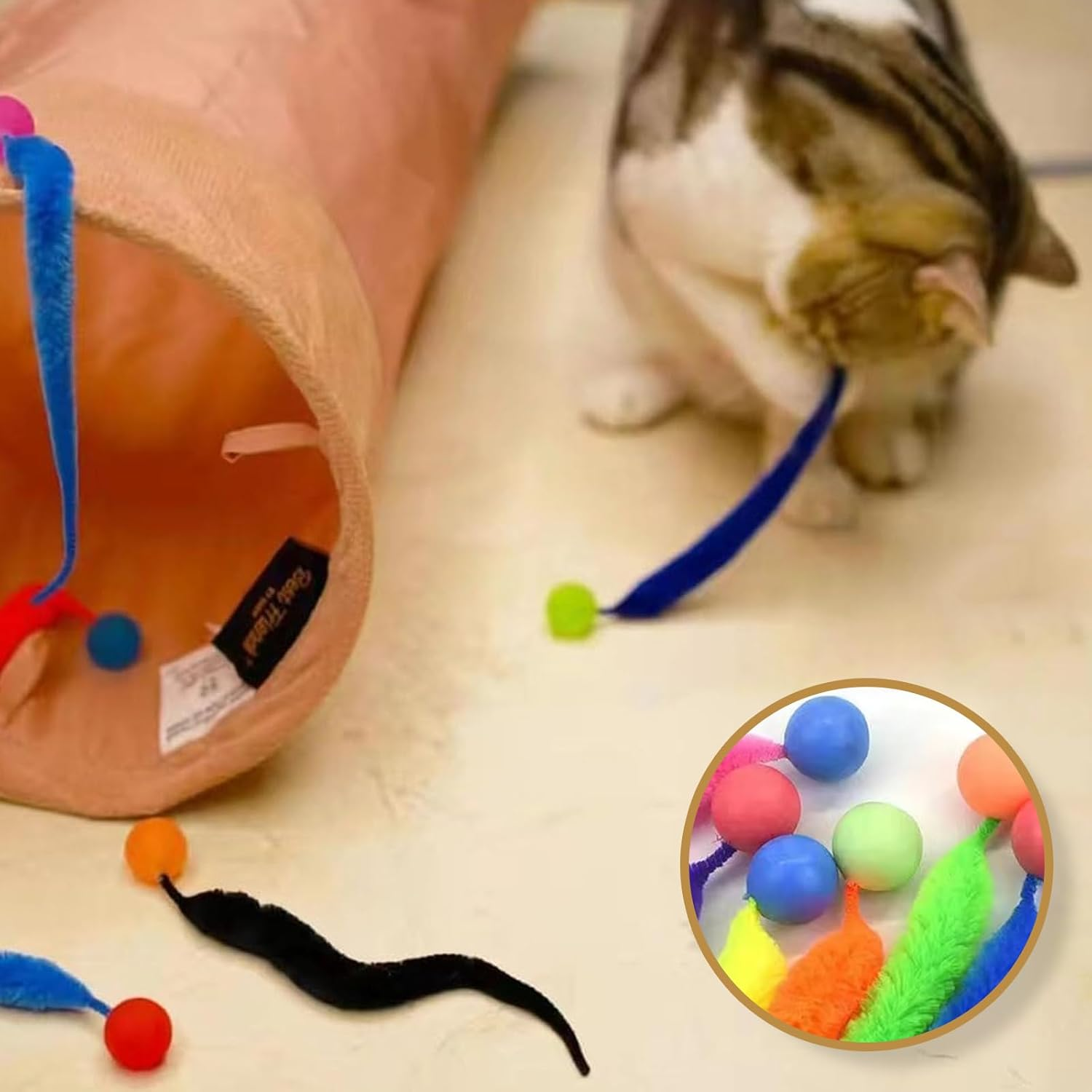 PAKESI 4 Wobble Balls for Cats, Interactive Cat Toy, Pet Toys, Cat Stuff, Wobble Balls, Fun Bouncing Balls, Interactive Toy for Indoor Use, Long Tail Ball, Cat Toy for Training image number 2