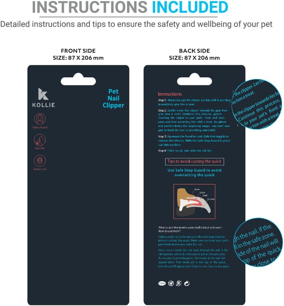 Kollie Dog Nail Clippers, Cat Nail Clippers, Stainless Steel Razor Sharp Blades, Dog Nail Trimmer, Safety Guard to Avoid over Cutting Nails, Heavy Duty Sturdy Dog Clipper, Non-Slip Handles, Dognail image number 4