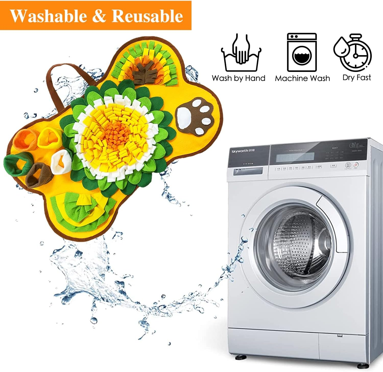 Snuffle Mat for Dogs, 25'' X 17'' Pet Snuffle Mat, Dog Feeding Mat, Sniff Mat Interactive Dog Puzzle Toys, Enrichment Nosework Feed Games for Slow Eating & Encourages Natural Foraging Skills image number 3