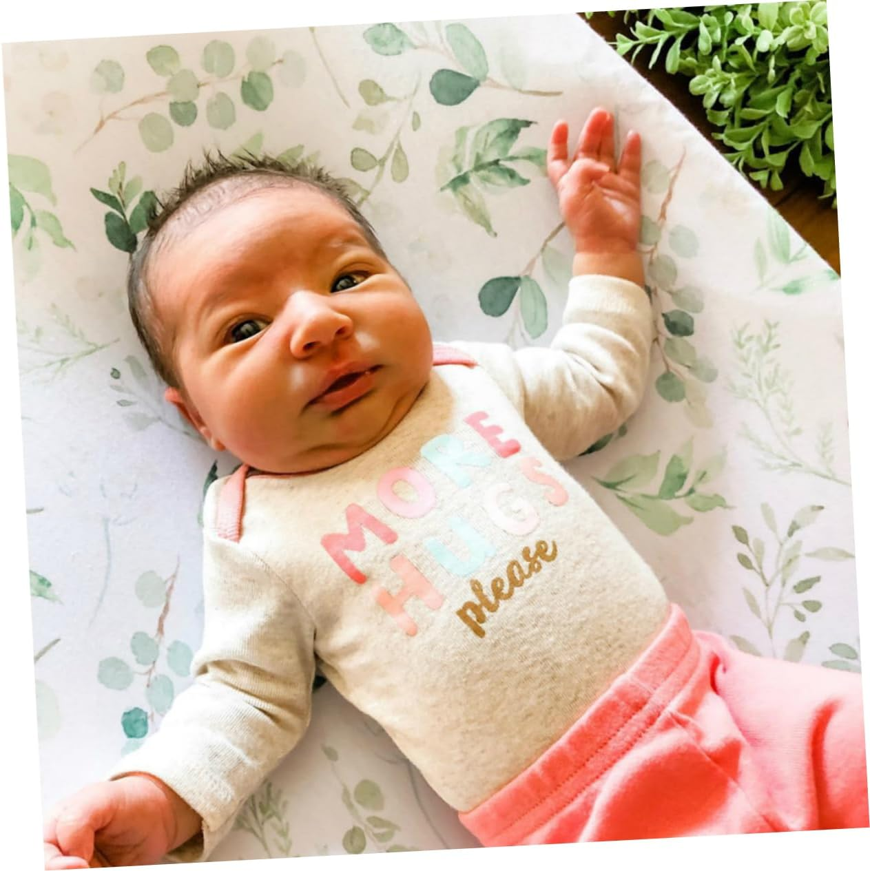 SAFIGLE Reusable Waterproof Baby Changing Pad Cover for Boys and Girls Detachable Soft Cotton Green Leaf Pattern Fits Change Table for Nursery image number 1