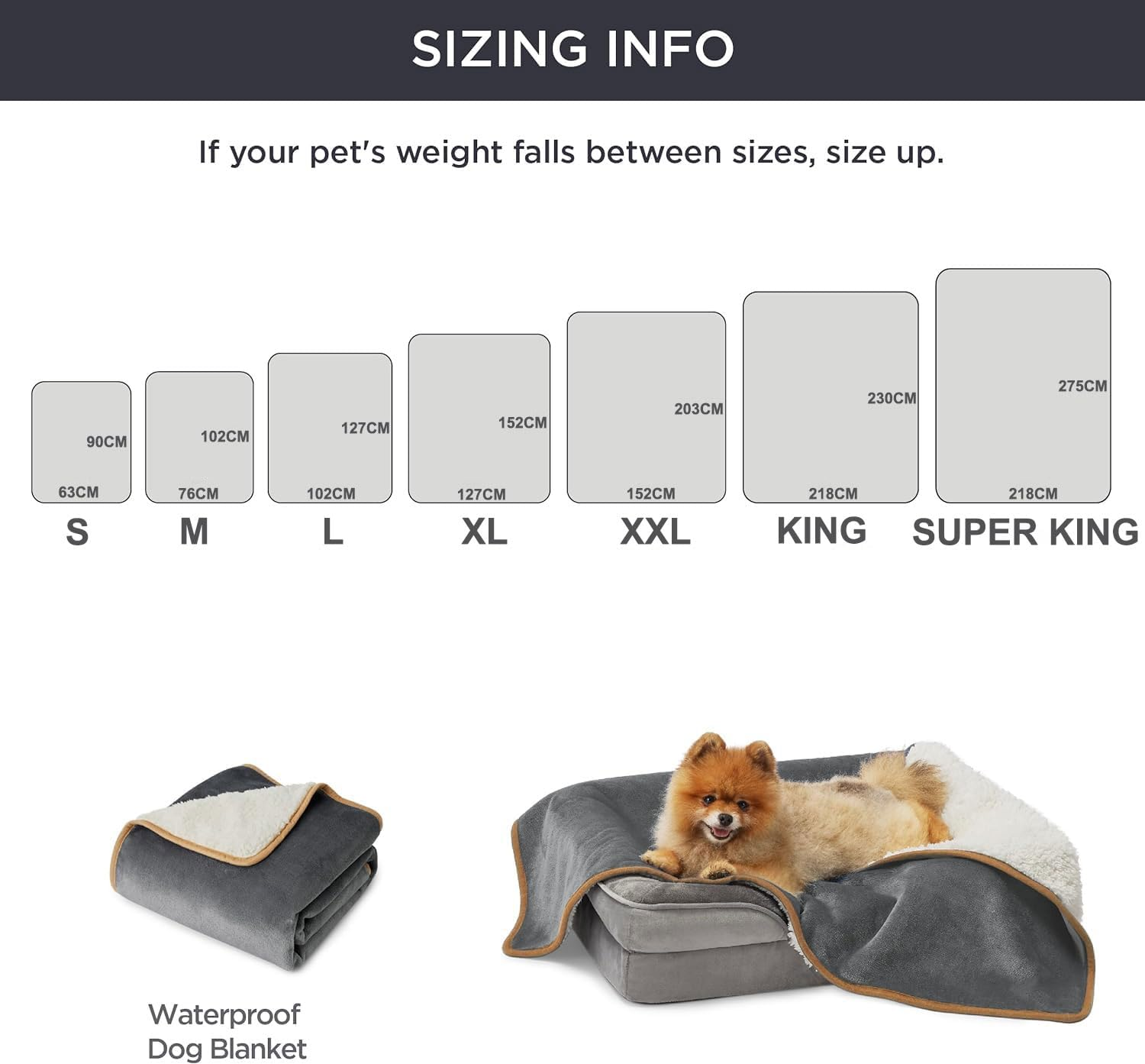 Waterproof Dog Blankets for Medium Dogs - Medium Cat Blanket Washable for Couch Protection, Sherpa Fleece Puppy Blanket, Soft Plush Reversible Throw Furniture Protector (Grey, 76X102Cm) image number 6