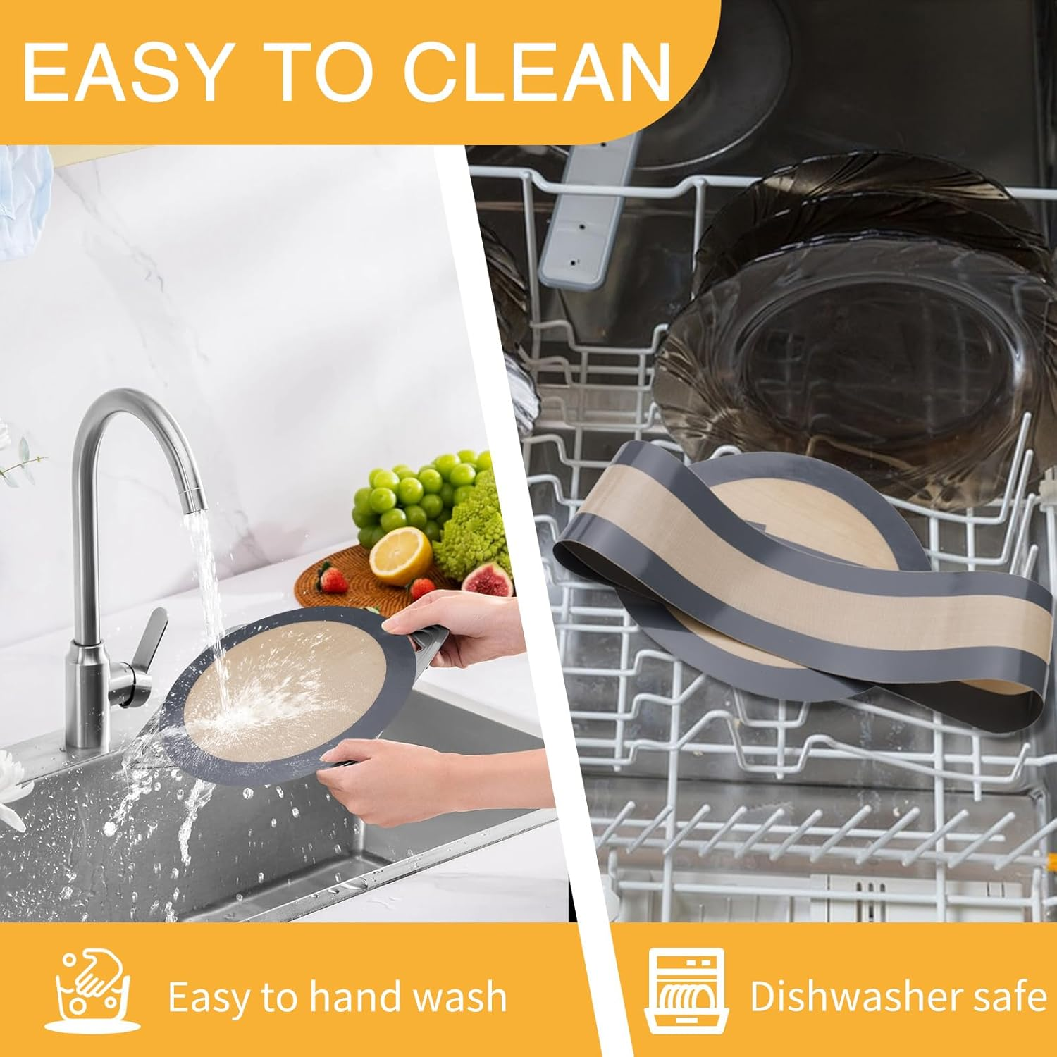 Silicone Baking Mat for Springform Pan 9 Inch, Silicone Baking Sheet, Baking Mats for Cheesecake Pans, Springform Pan Protector, Non Stick Baking Mat, Baking Tools (Black, Gray) image number 6