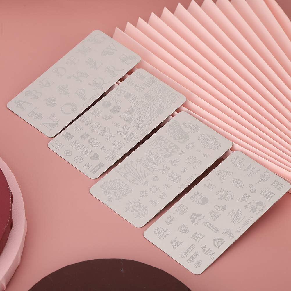 Nail Art Stencils, Durable without Deformation Nail Stamping Template, Convenient and Practical Not Easy to Fall off Exquisite Workmanship for Home Beauty Salon(13-16)