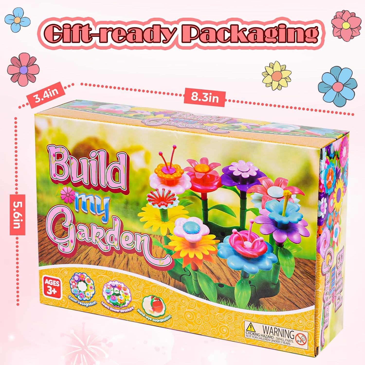 99Pcs Flower Garden Building Toys Set -Spring Toys for 3 4 5 6 7 8 9 Years Old Girls, STEM Montessori Educational Toys for Toddlers Kids,Sorting & Stacking Building Block for Birthday Gifts image number 3