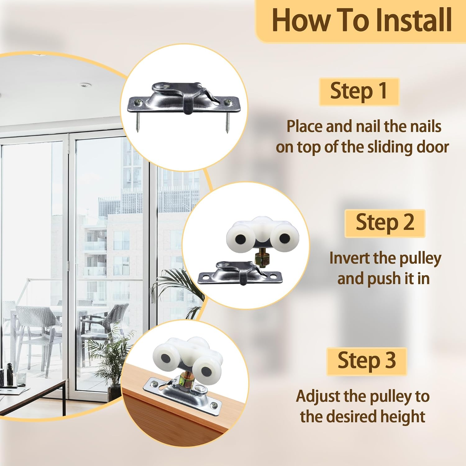 2 Pack Pocket Door Rollers Assembly, 0.7 Inch RV Closet Roller Wheel Replacement with Top Hanger, RV Sliding Door Hardware Parts with Mounting Screws for Bypass, Closet