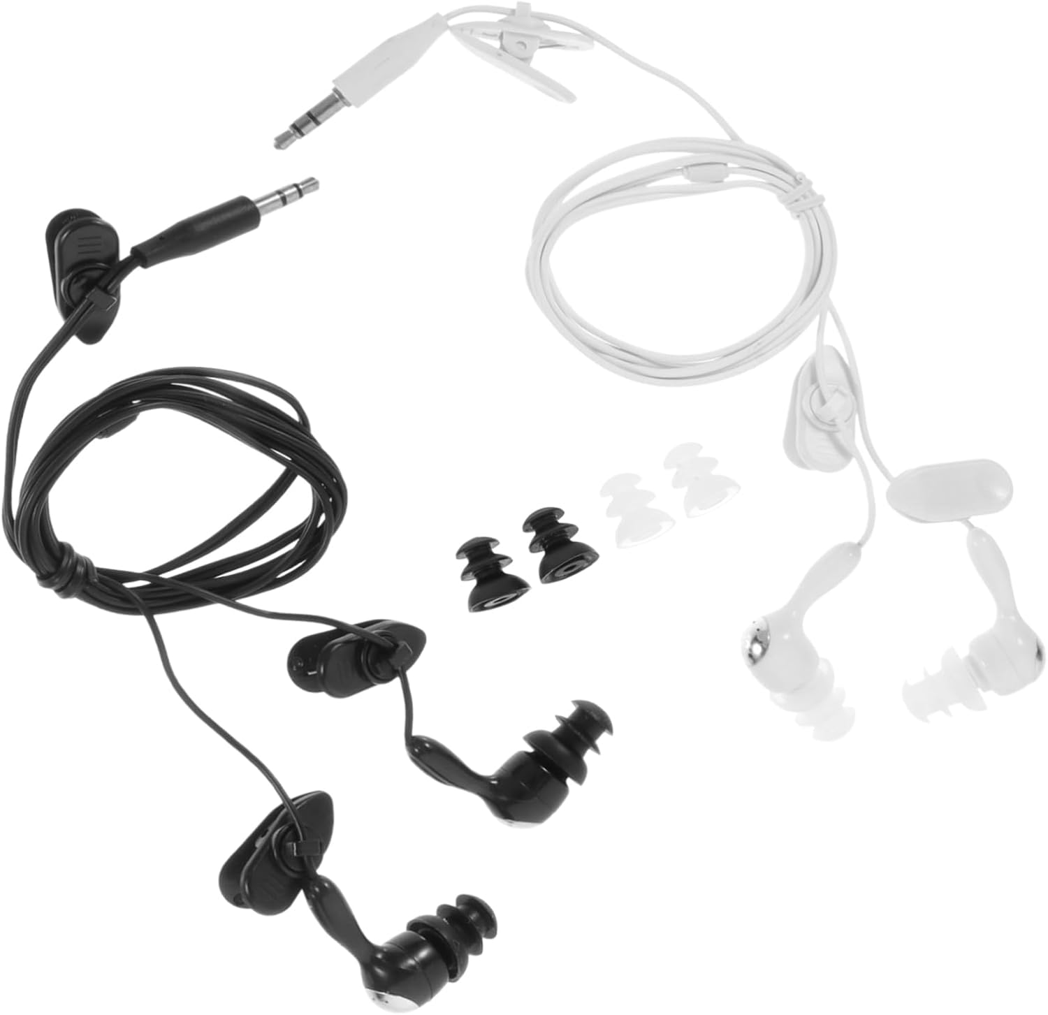 LABRIMP Waterproof Mp3 Earphones for Swimming and Diving 2Pcs (White Black) In-Ear Design 3.5Mm Jack for Sports and Music Lovers image number 5